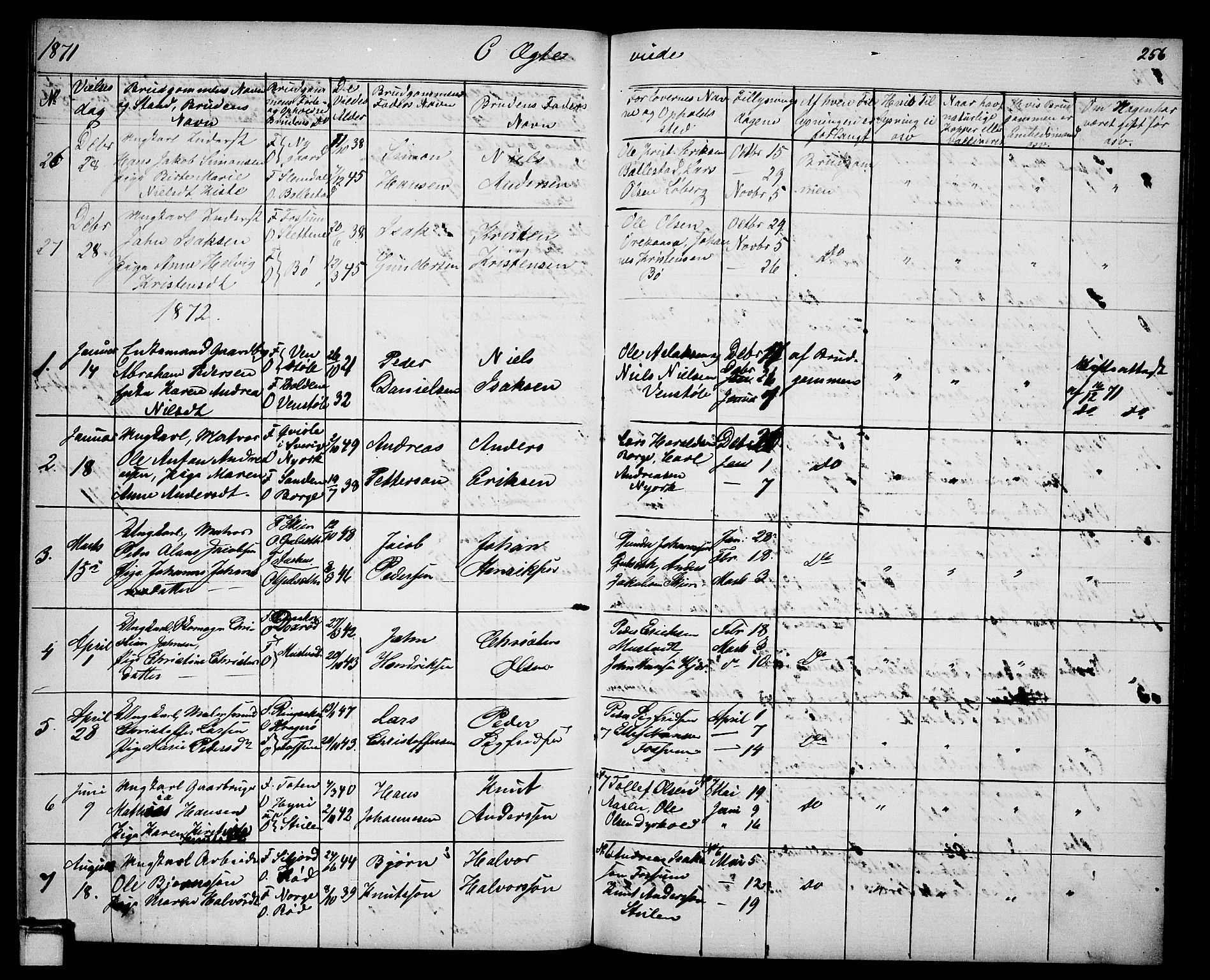 Gjerpen kirkebøker, AV/SAKO-A-265/G/Ga/L0001: Klokkerbok nr. I 1, 1864-1882, s. 256