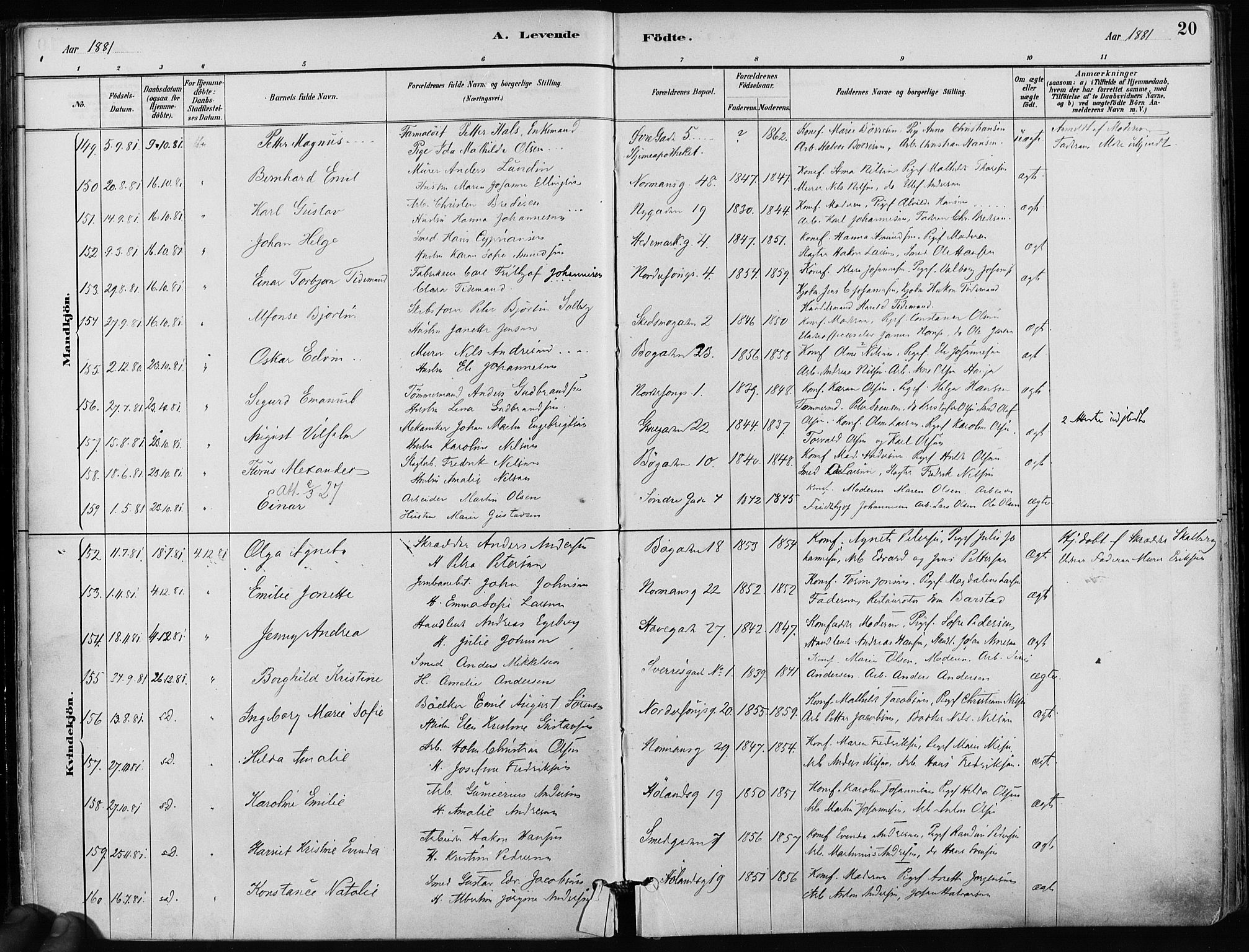 Kampen prestekontor Kirkebøker, AV/SAO-A-10853/F/Fa/L0001: Ministerialbok nr. I 1, 1880-1886, s. 20