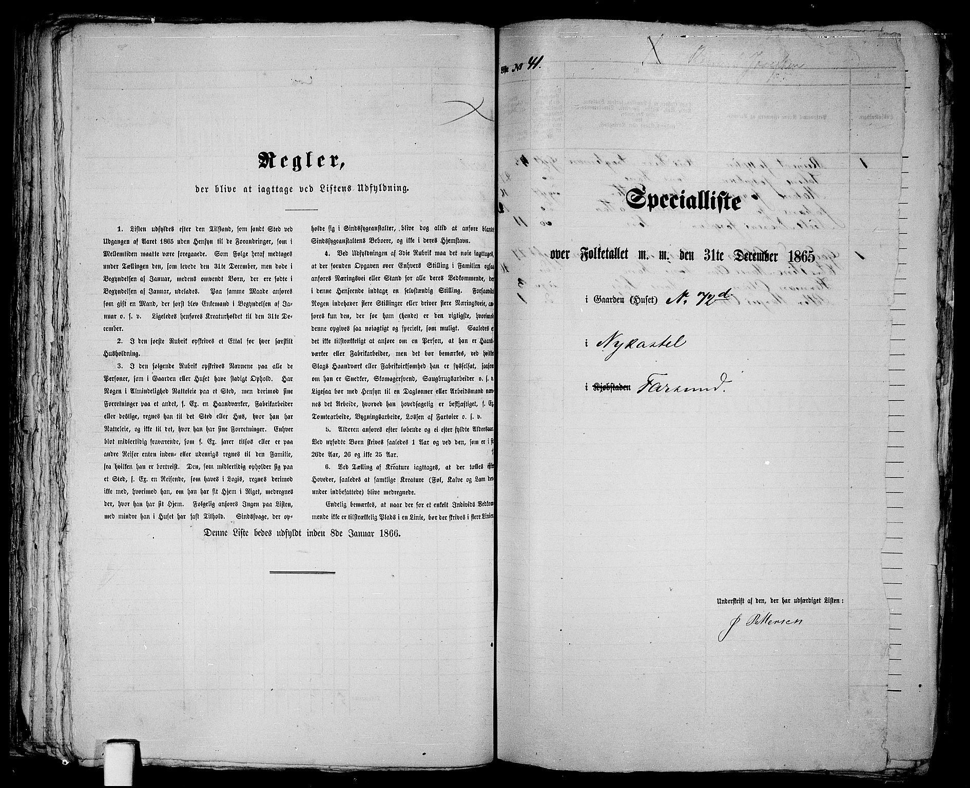 RA, Folketelling 1865 for 1003B Vanse prestegjeld, Farsund ladested, 1865, s. 88