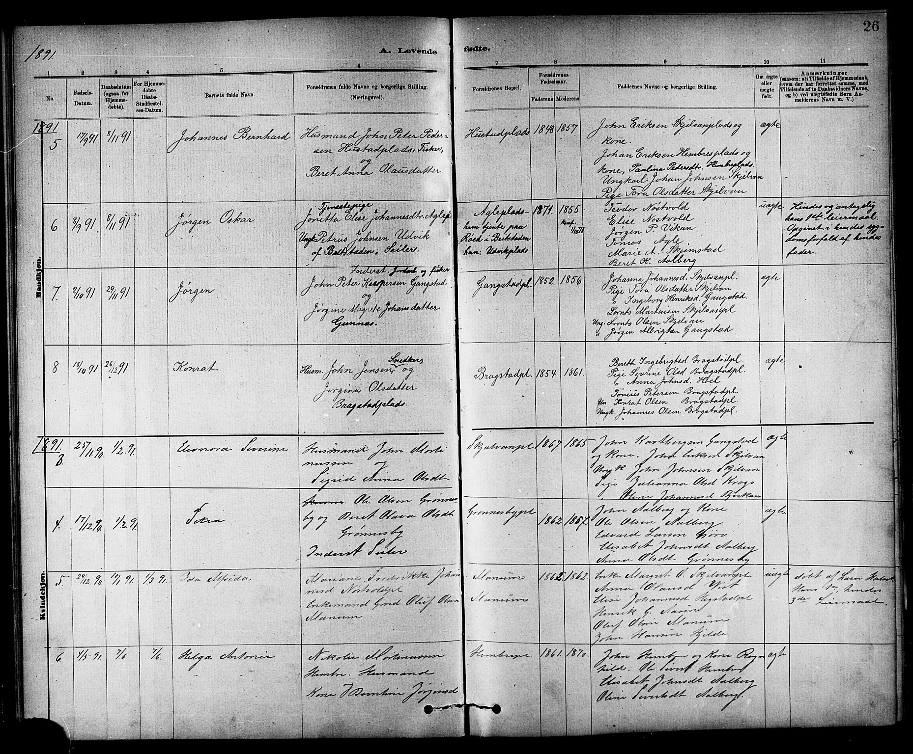 Ministerialprotokoller, klokkerbøker og fødselsregistre - Nord-Trøndelag, SAT/A-1458/732/L0318: Klokkerbok nr. 732C02, 1881-1911, s. 26