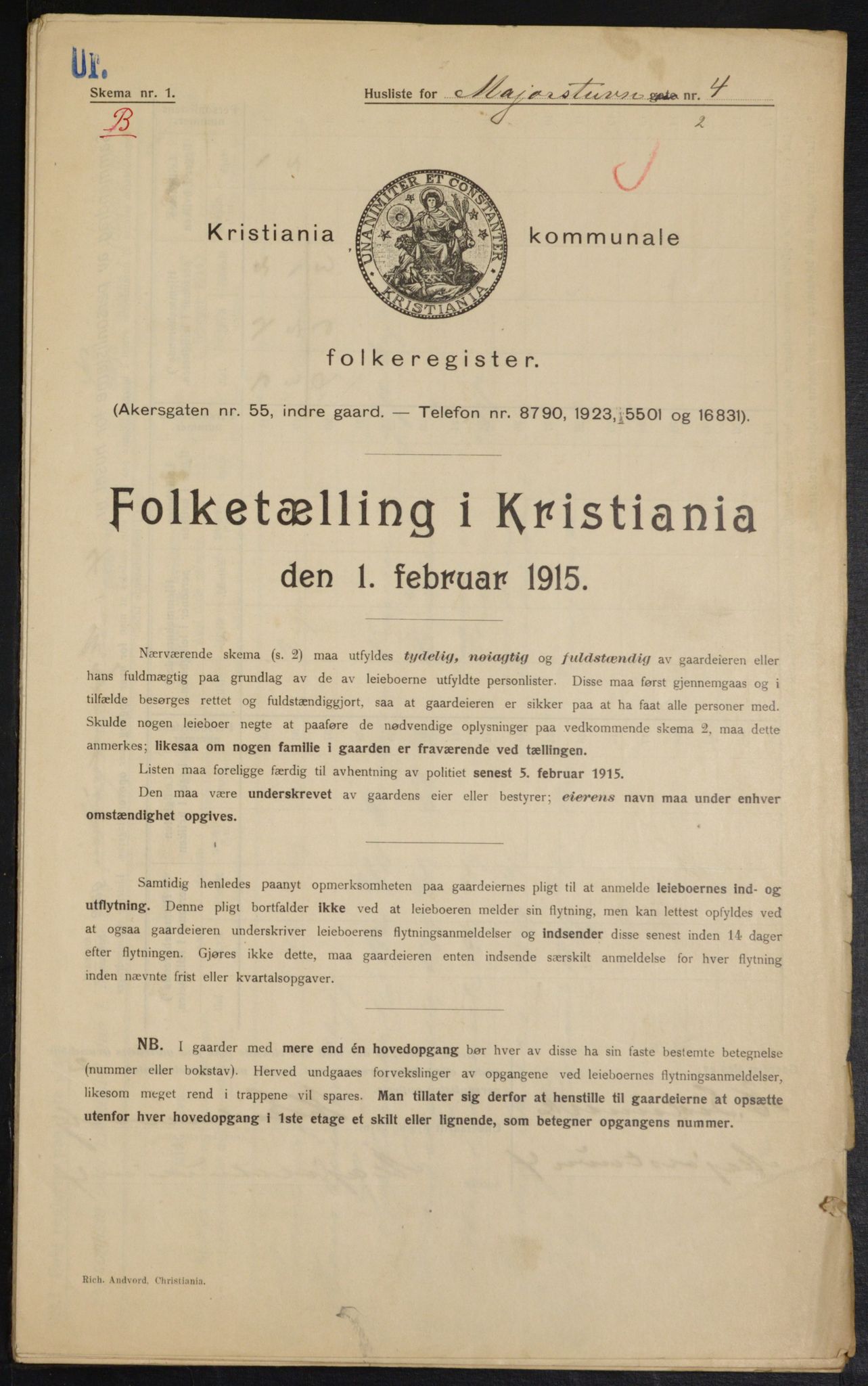 OBA, Kommunal folketelling 1.2.1915 for Kristiania, 1915, s. 58983