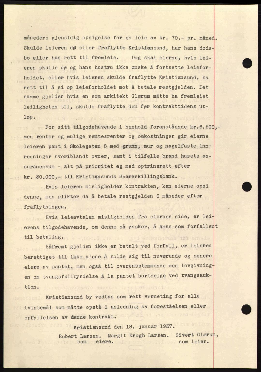 Kristiansund byfogd, AV/SAT-A-4587/A/27: Pantebok nr. 29, 1936-1937, Dagboknr: 41/1937