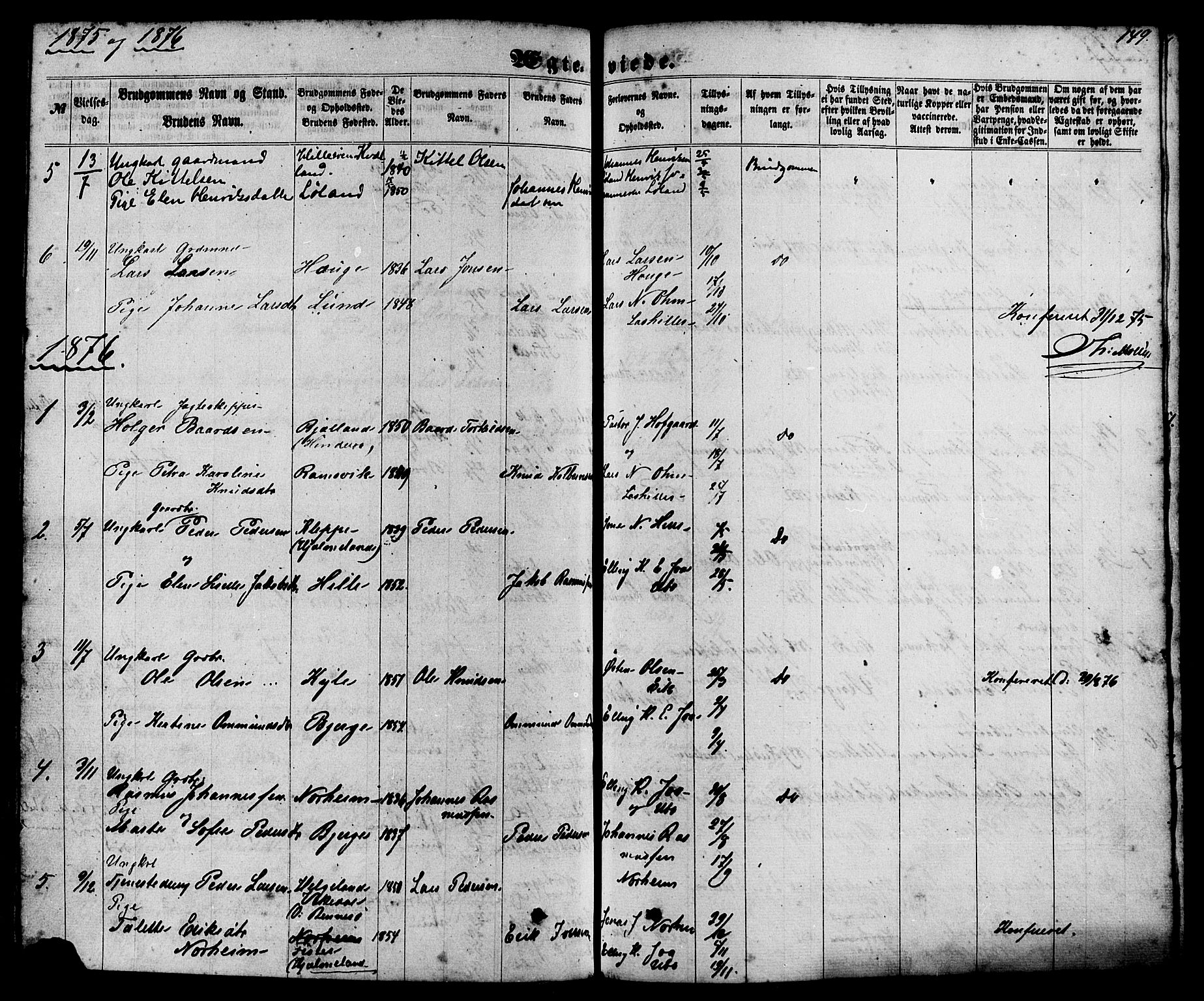 Nedstrand sokneprestkontor, SAST/A-101841/01/IV: Ministerialbok nr. A 10, 1861-1887, s. 149