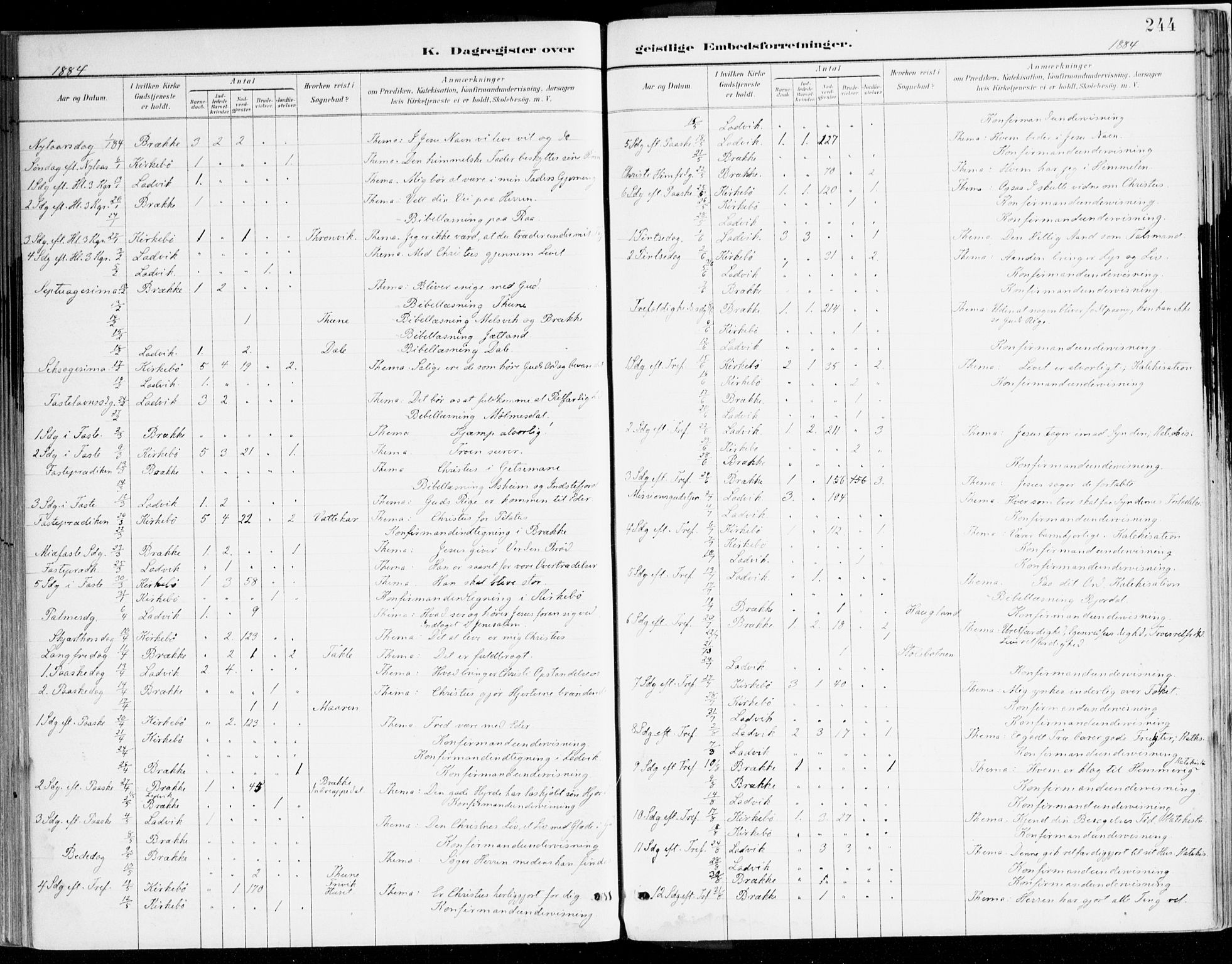Lavik sokneprestembete, SAB/A-80901: Ministerialbok nr. B 1, 1882-1908, s. 244