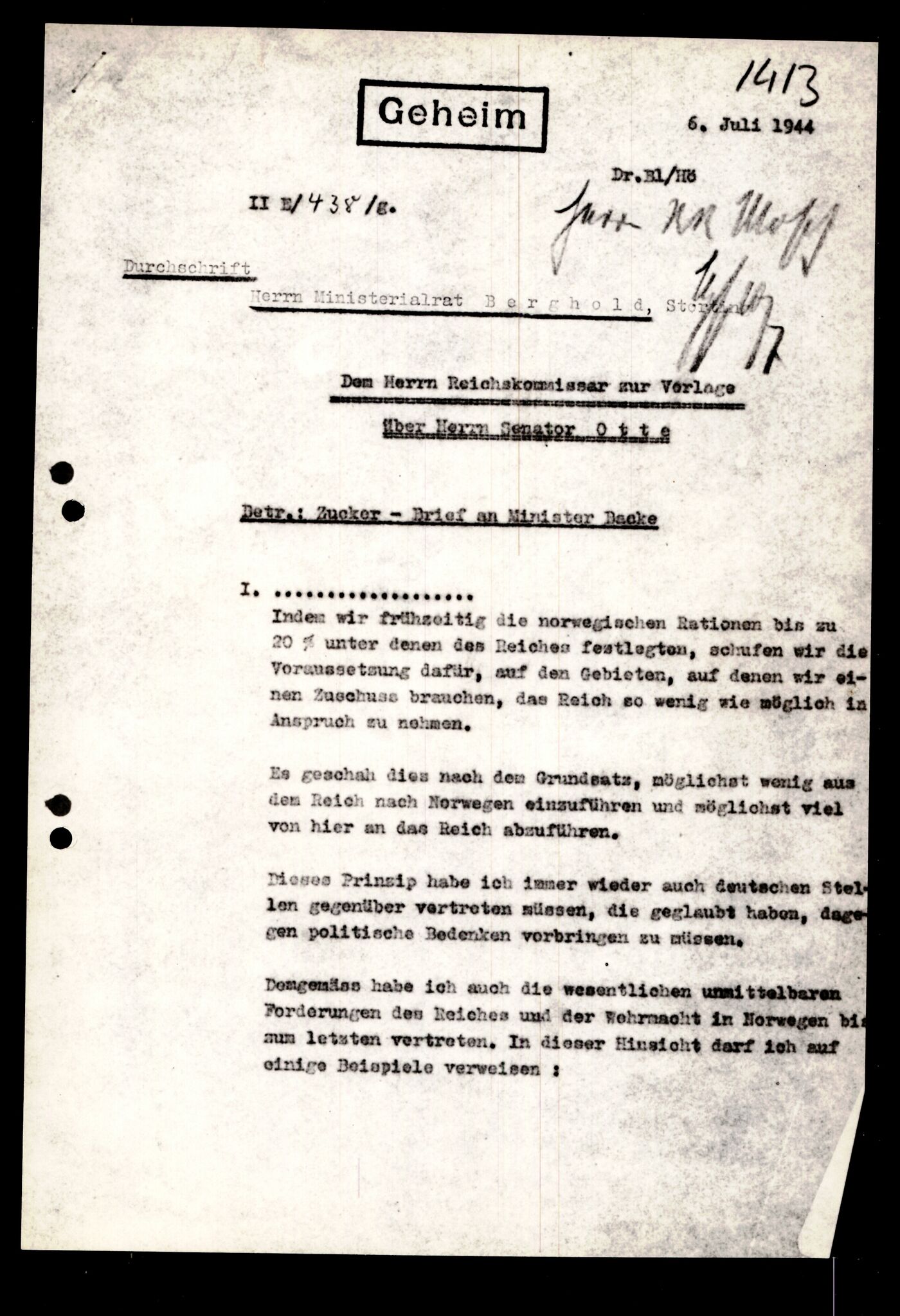 Forsvarets Overkommando. 2 kontor. Arkiv 11.4. Spredte tyske arkivsaker, AV/RA-RAFA-7031/D/Dar/Darb/L0002: Reichskommissariat, 1940-1945, s. 1239