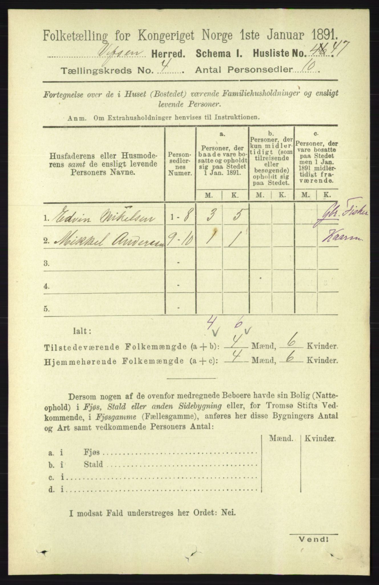 RA, Folketelling 1891 for 1824 Vefsn herred, 1891, s. 1609