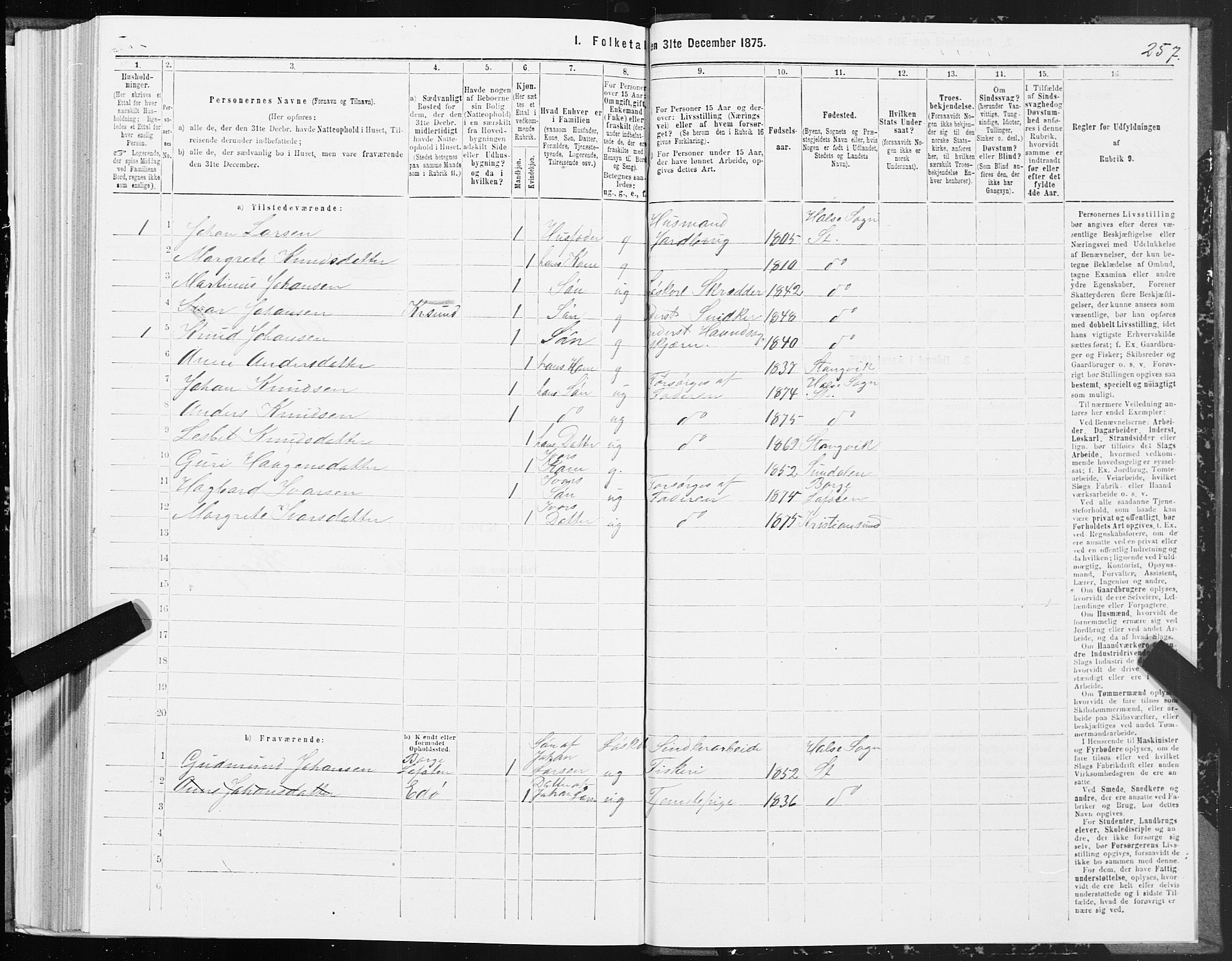 SAT, Folketelling 1875 for 1564P Stangvik prestegjeld, 1875, s. 4257