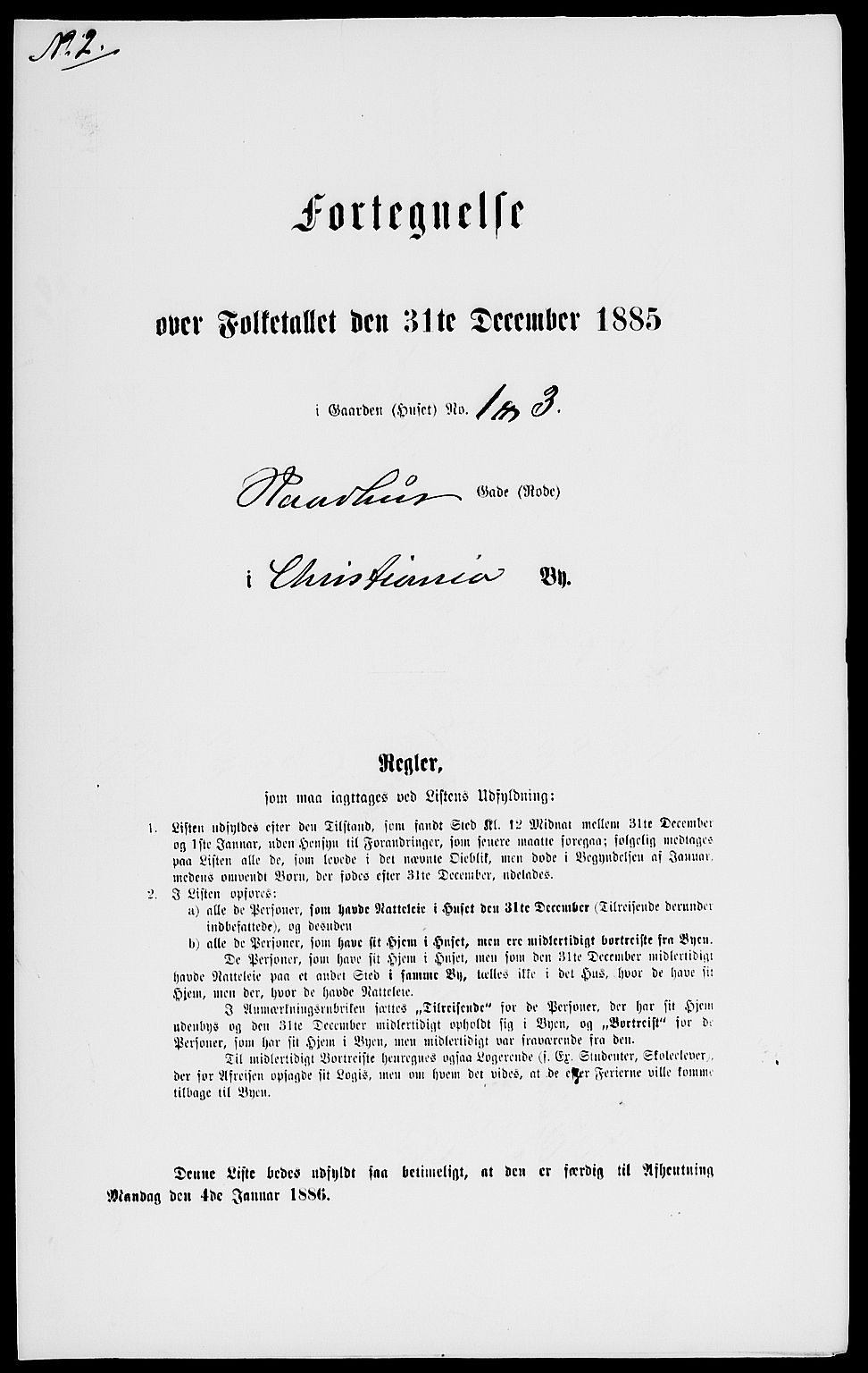 RA, Folketelling 1885 for 0301 Kristiania kjøpstad, 1885, s. 1110