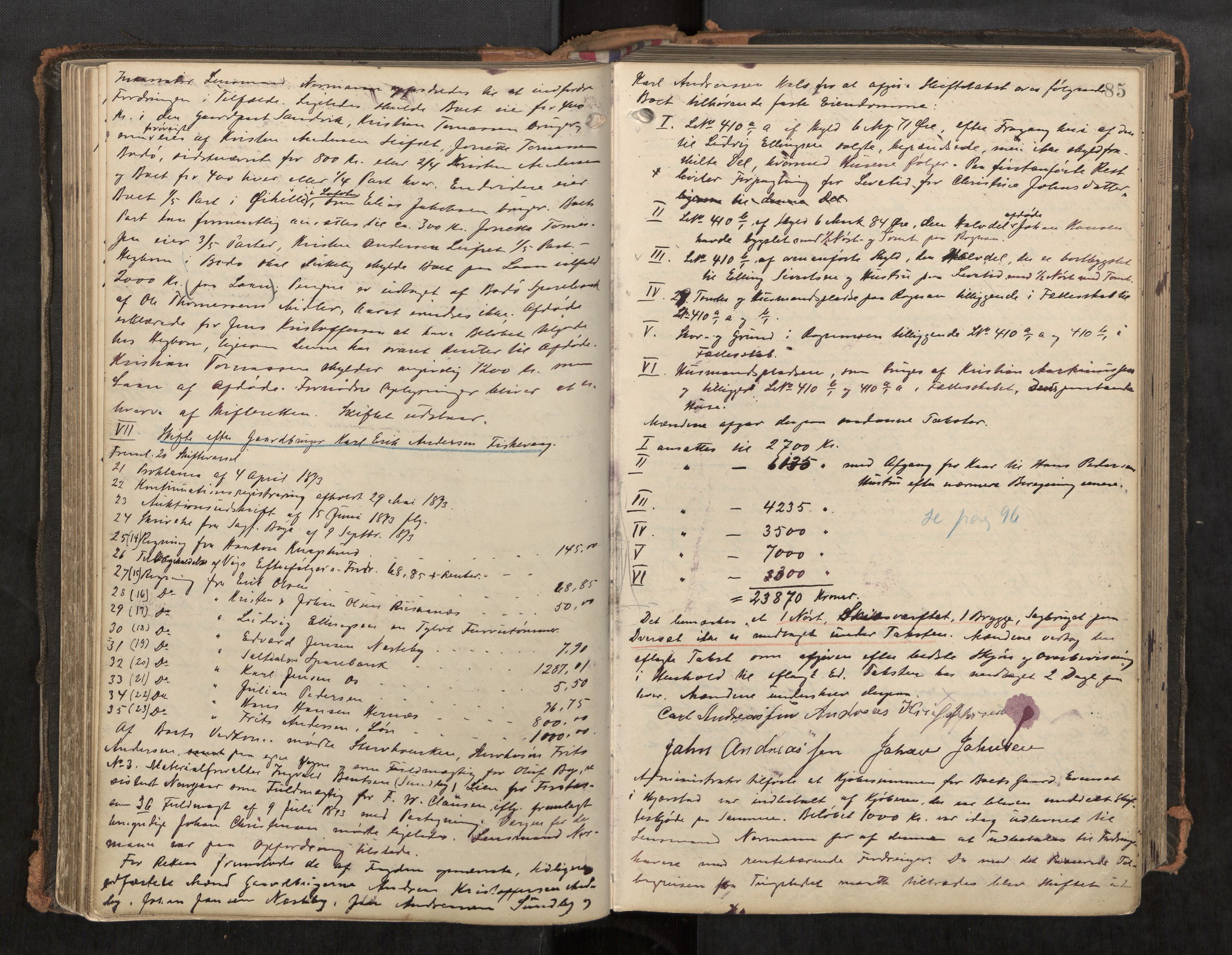 Salten sorenskriveri, AV/SAT-A-4578/1/3/3B/L0009: Skiftebehandlingsprotokoll, 1891-1900, s. 85