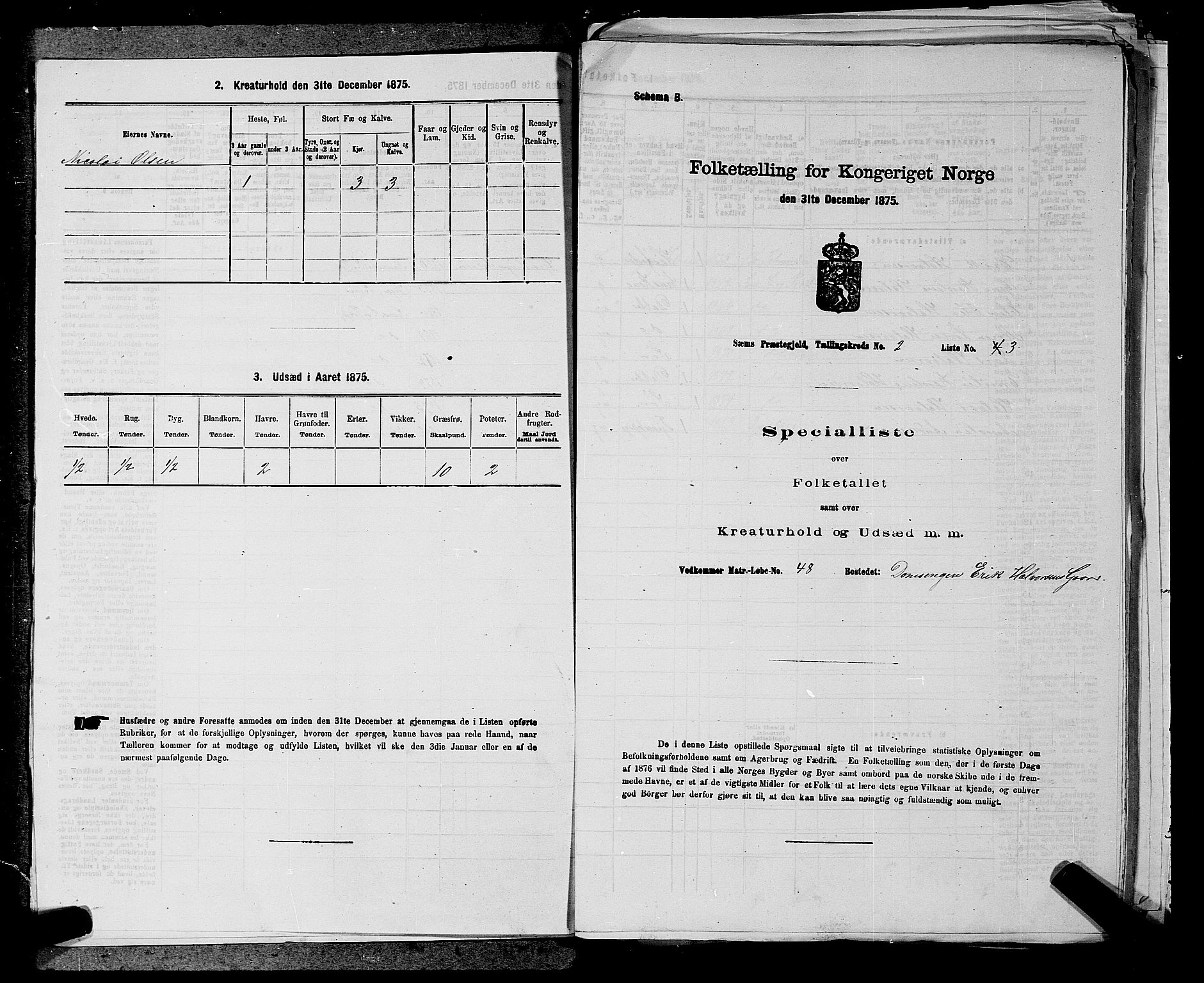 SAKO, Folketelling 1875 for 0721P Sem prestegjeld, 1875, s. 227