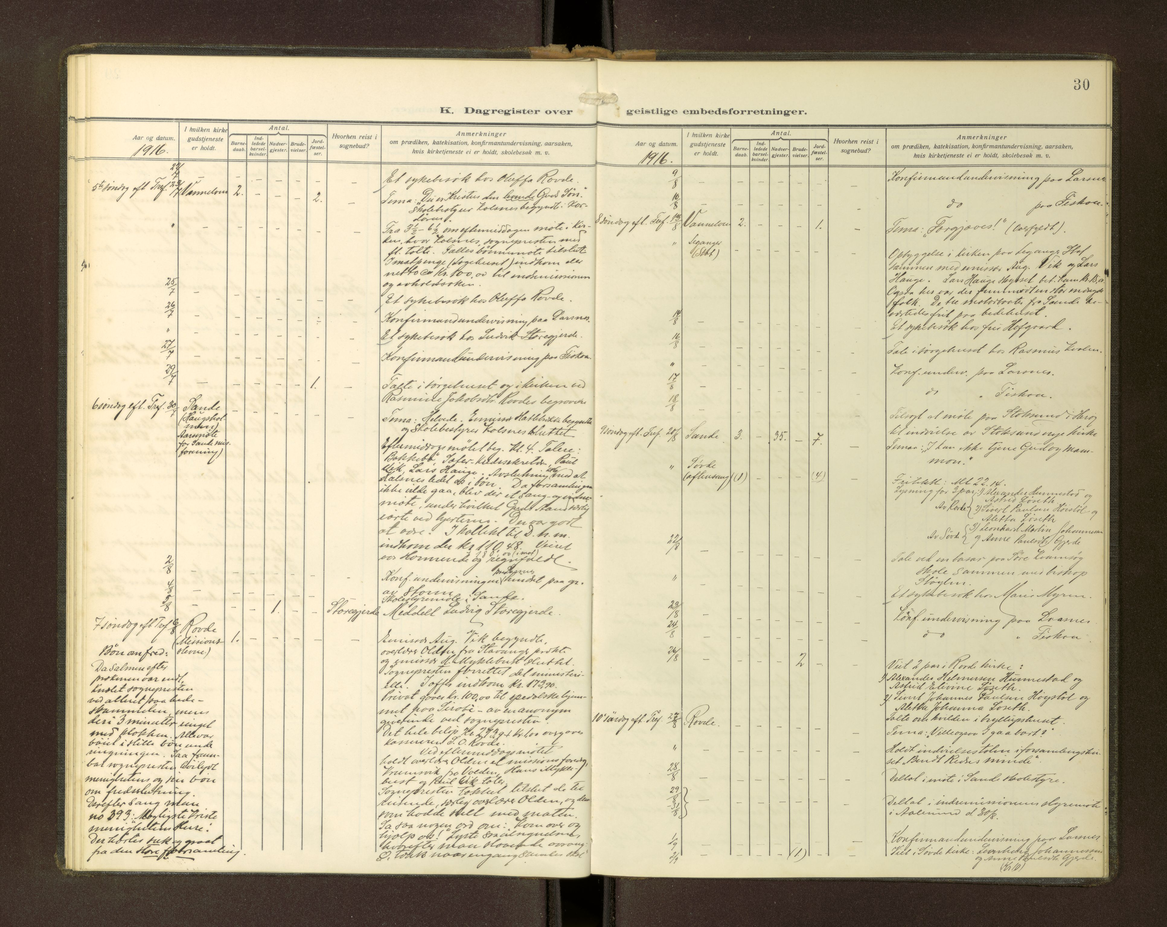 Ministerialprotokoller, klokkerbøker og fødselsregistre - Møre og Romsdal, AV/SAT-A-1454/503/L0039: Dagsregister nr. 503---, 1913-1918, s. 30