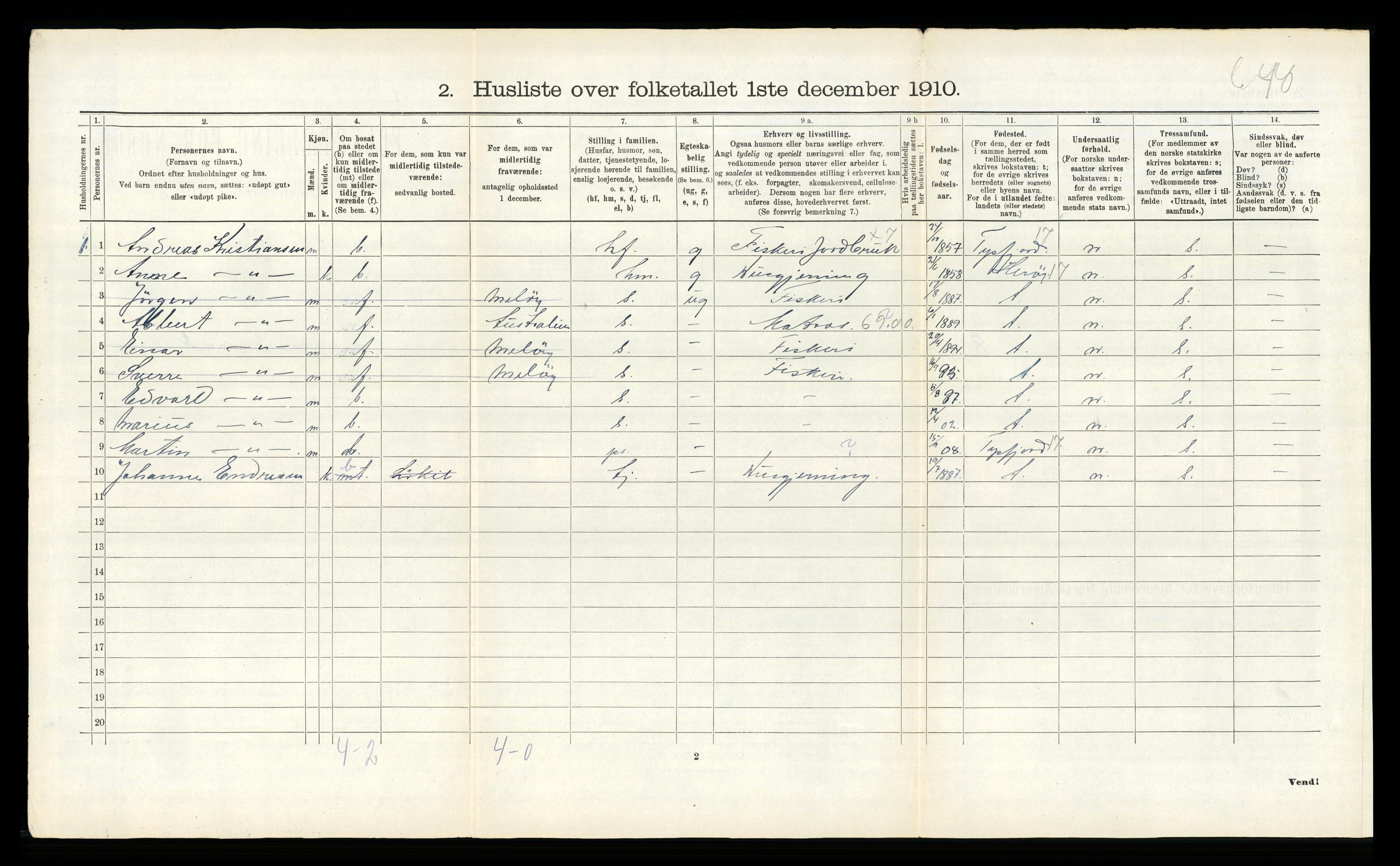 RA, Folketelling 1910 for 1849 Hamarøy herred, 1910, s. 59