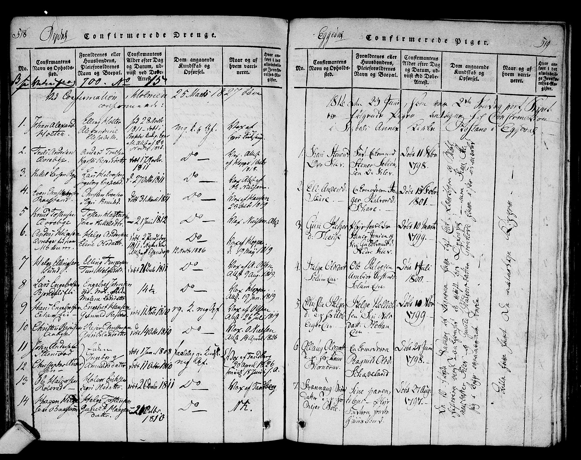 Sigdal kirkebøker, AV/SAKO-A-245/F/Fa/L0005: Ministerialbok nr. I 5 /2, 1815-1829, s. 518-519