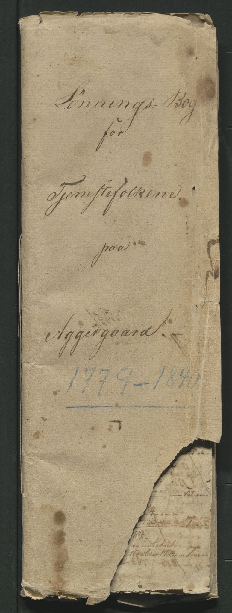 Åker i Vang, Hedmark, og familien Todderud, AV/SAH-ARK-010/R/Ra/L0002/0001: Regnskapsbøker/lister / Lønningsbok for tjenestefolkene, 1779-1841