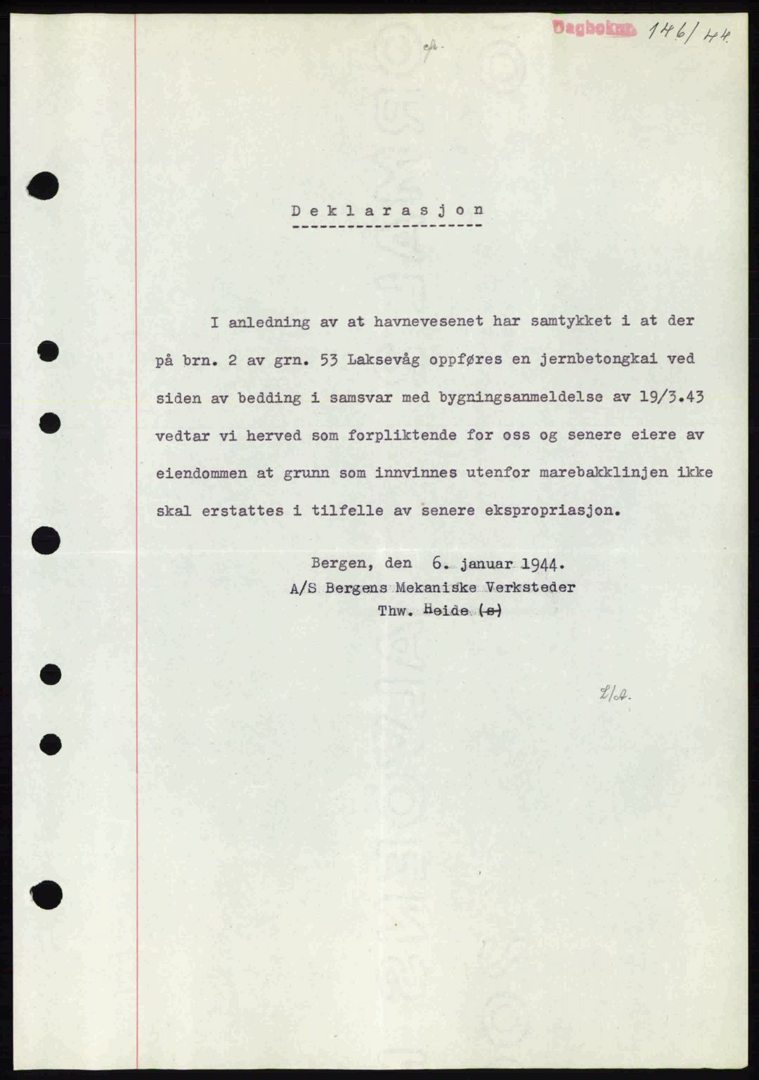 Midhordland sorenskriveri, SAB/A-3001/1/G/Gb/Gbk/L0007: Pantebok nr. A30-35, 1943-1944, Dagboknr: 146/1944