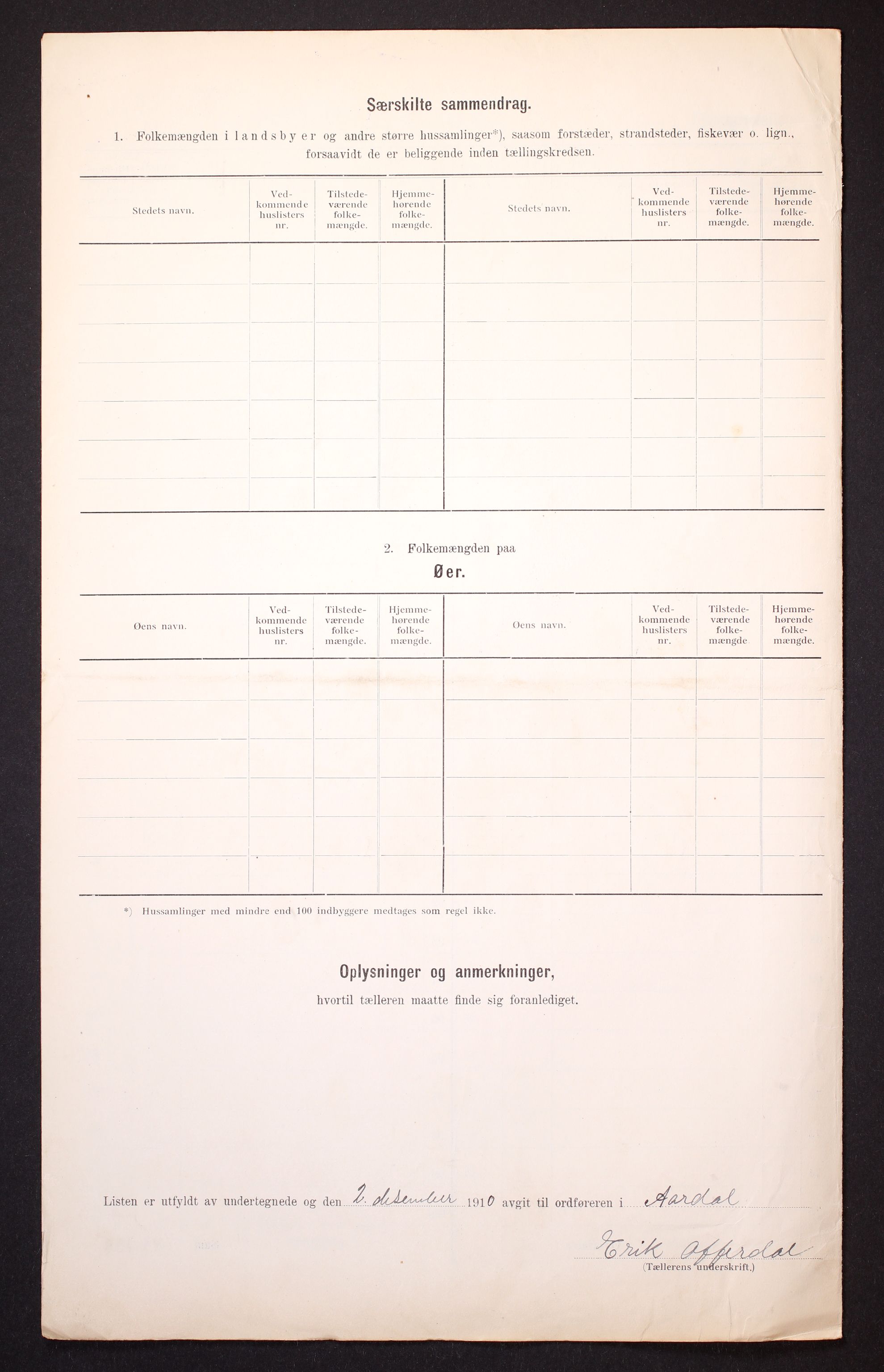 RA, Folketelling 1910 for 1424 Årdal herred, 1910, s. 9