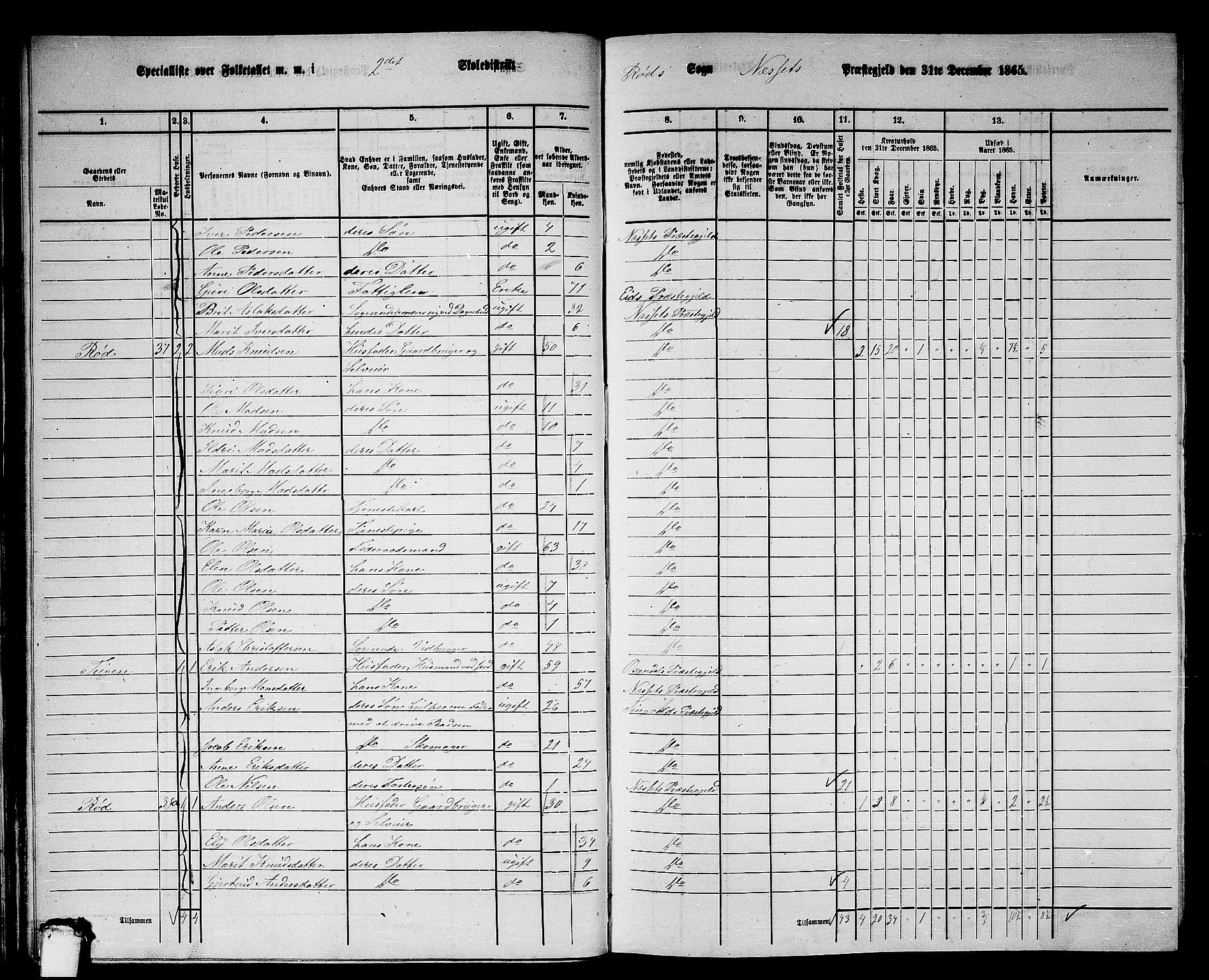 RA, Folketelling 1865 for 1543P Nesset prestegjeld, 1865, s. 35