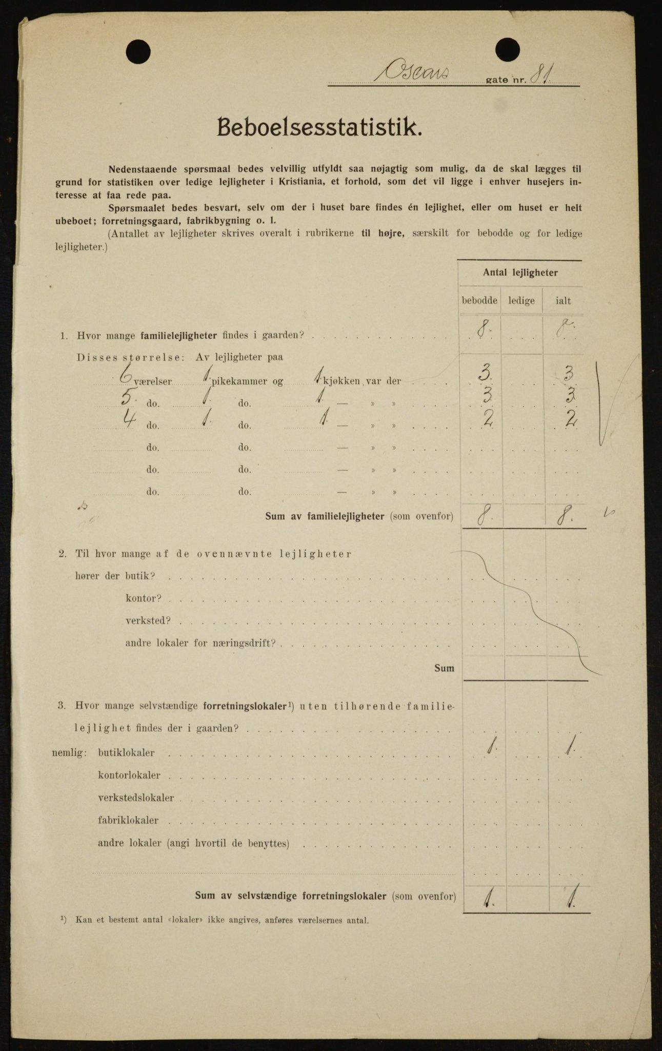 OBA, Kommunal folketelling 1.2.1909 for Kristiania kjøpstad, 1909, s. 69597