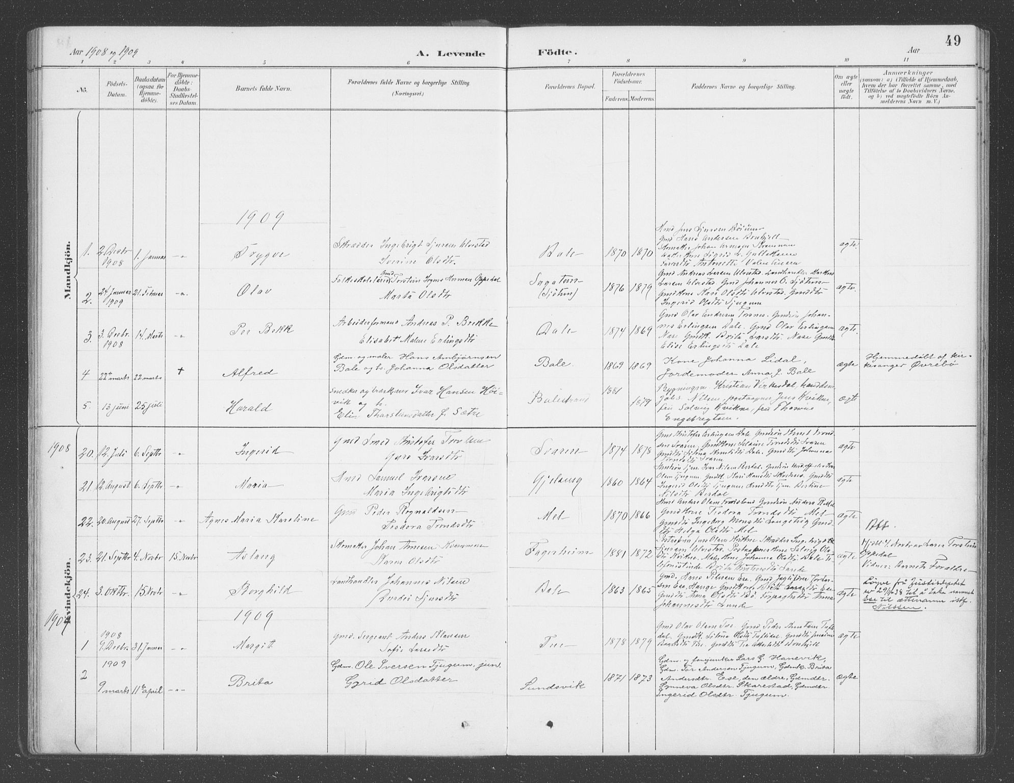 Balestrand sokneprestembete, AV/SAB-A-79601/H/Haa/Haab/L0001: Ministerialbok nr. B  1, 1889-1910, s. 49