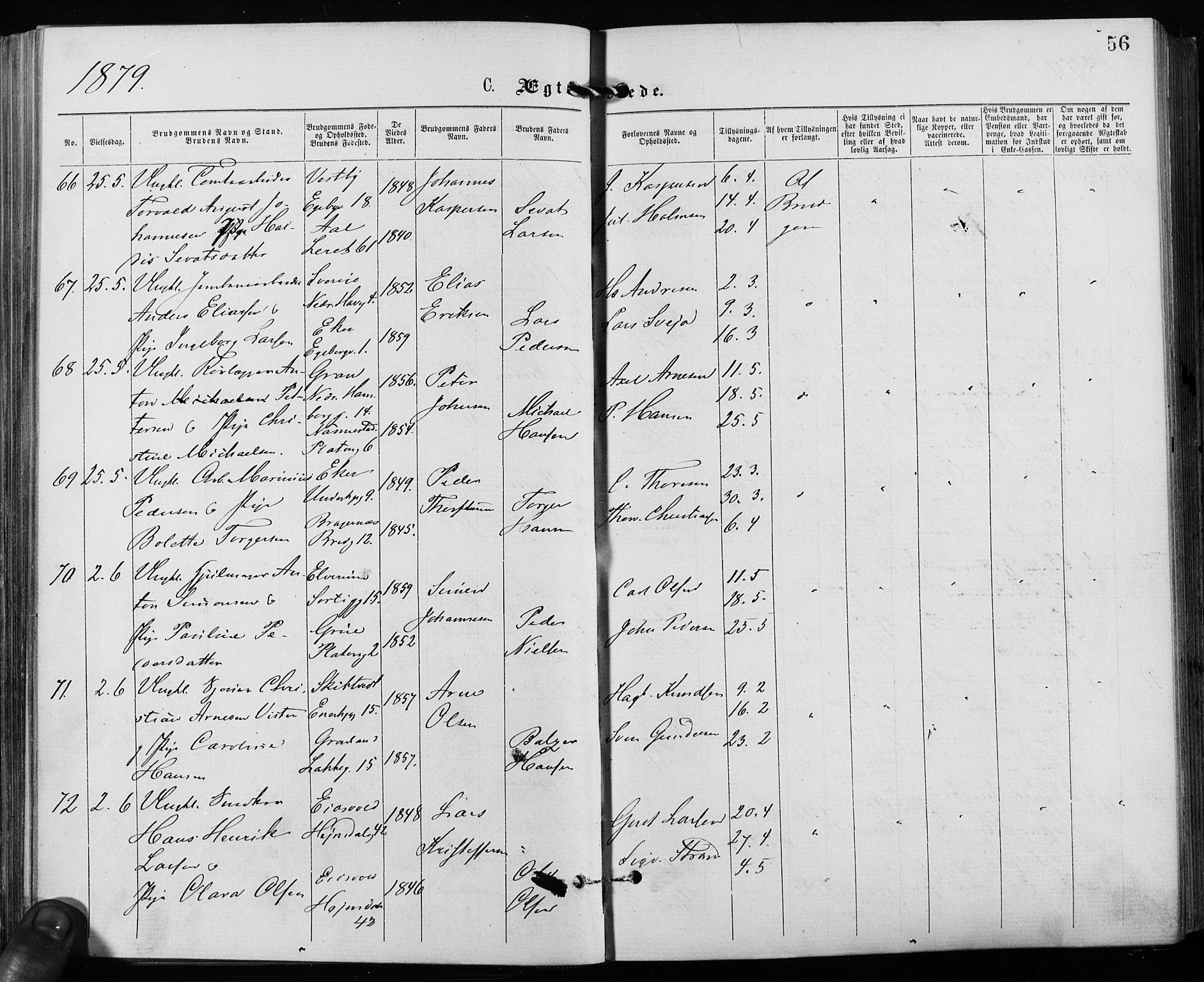Grønland prestekontor Kirkebøker, AV/SAO-A-10848/F/Fa/L0006: Ministerialbok nr. 6, 1877-1886, s. 56