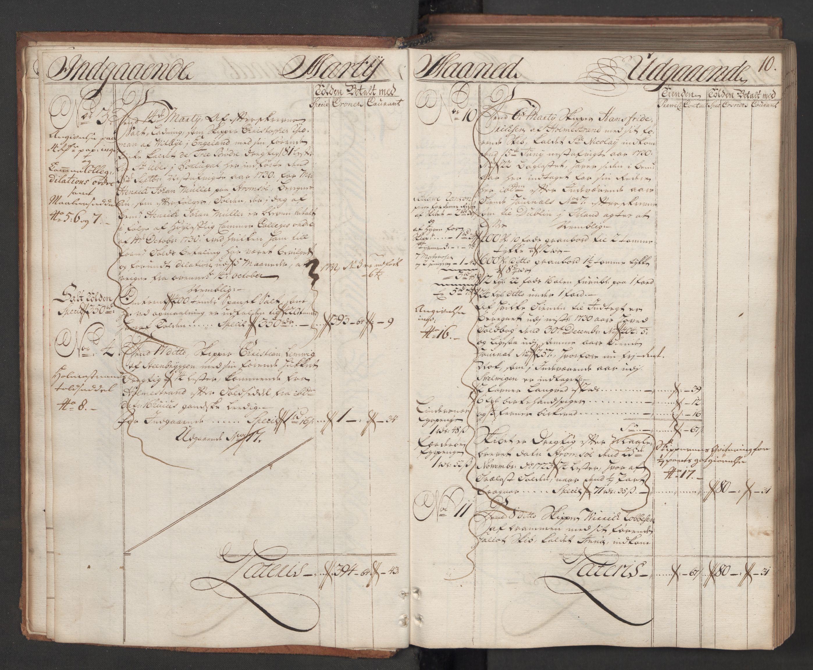 Generaltollkammeret, tollregnskaper, AV/RA-EA-5490/R08/L0009/0001: Tollregnskaper Drammen / Hovedtollbok, 1731, s. 9b-10a