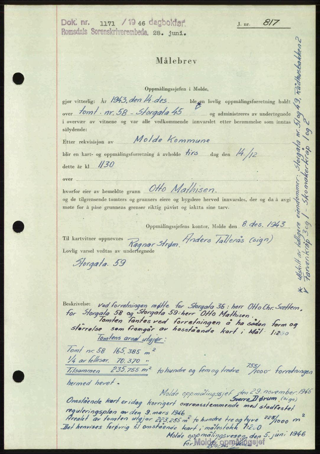 Romsdal sorenskriveri, AV/SAT-A-4149/1/2/2C: Pantebok nr. A20, 1946-1946, Dagboknr: 1171/1946