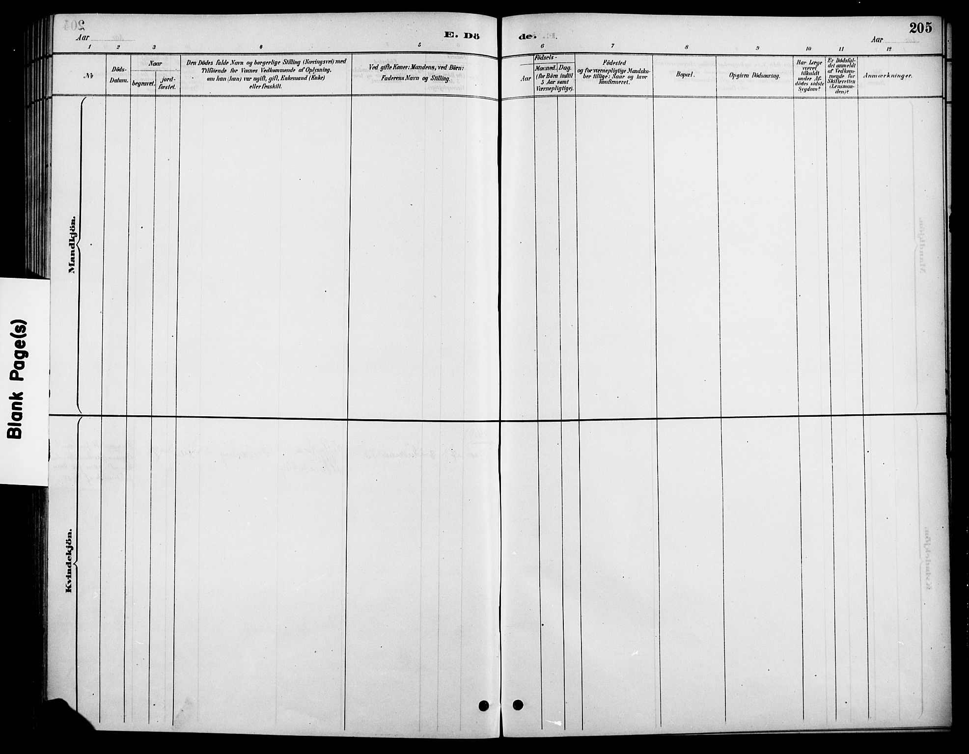 Vestre Aker prestekontor Kirkebøker, SAO/A-10025/F/Fa/L0011: Ministerialbok nr. 11, 1886-1904, s. 205