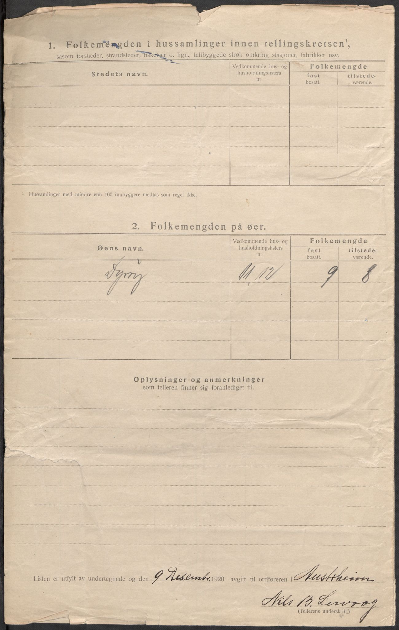 SAB, Folketelling 1920 for 1264 Austrheim herred, 1920, s. 7