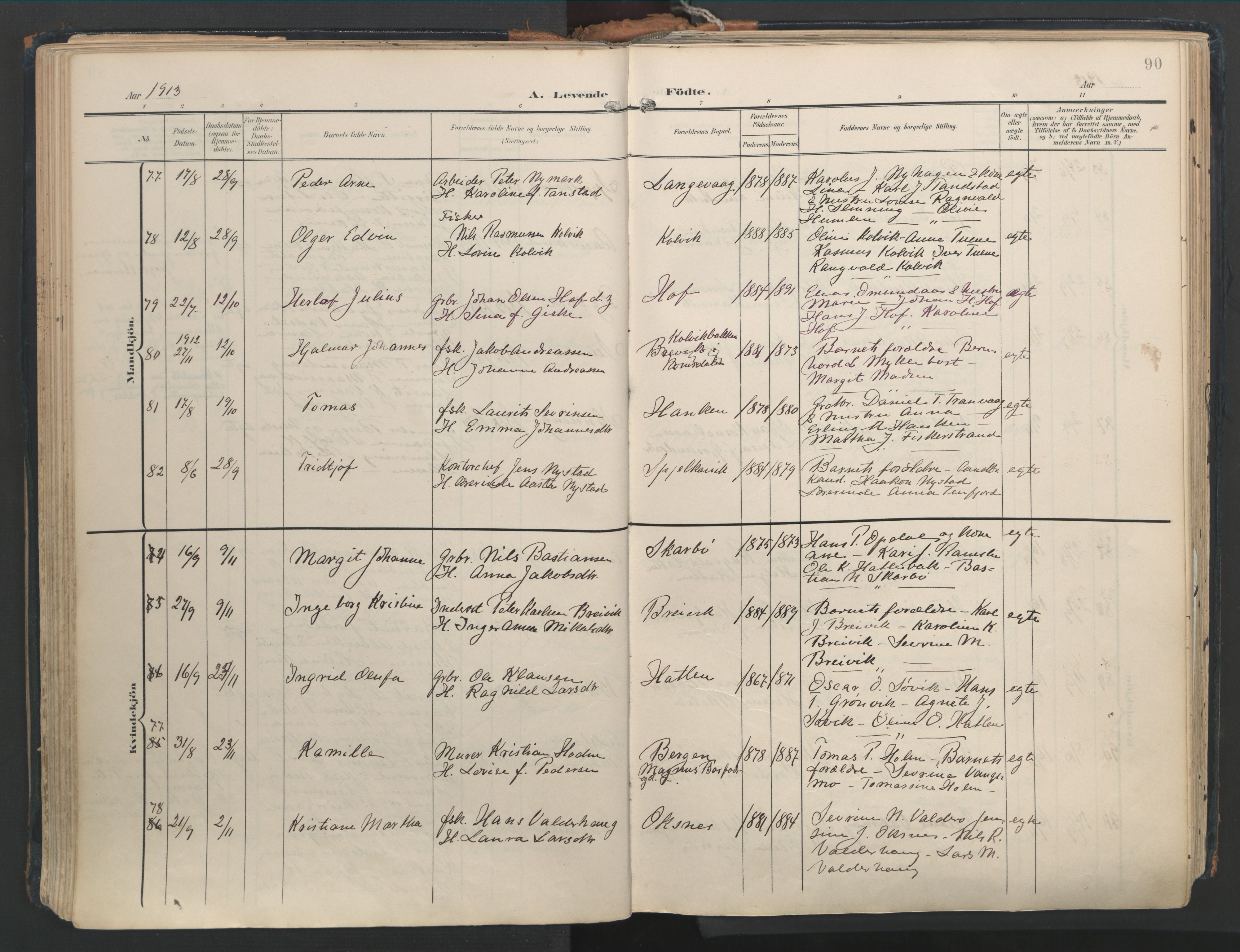 Ministerialprotokoller, klokkerbøker og fødselsregistre - Møre og Romsdal, AV/SAT-A-1454/528/L0411: Ministerialbok nr. 528A20, 1907-1920, s. 90