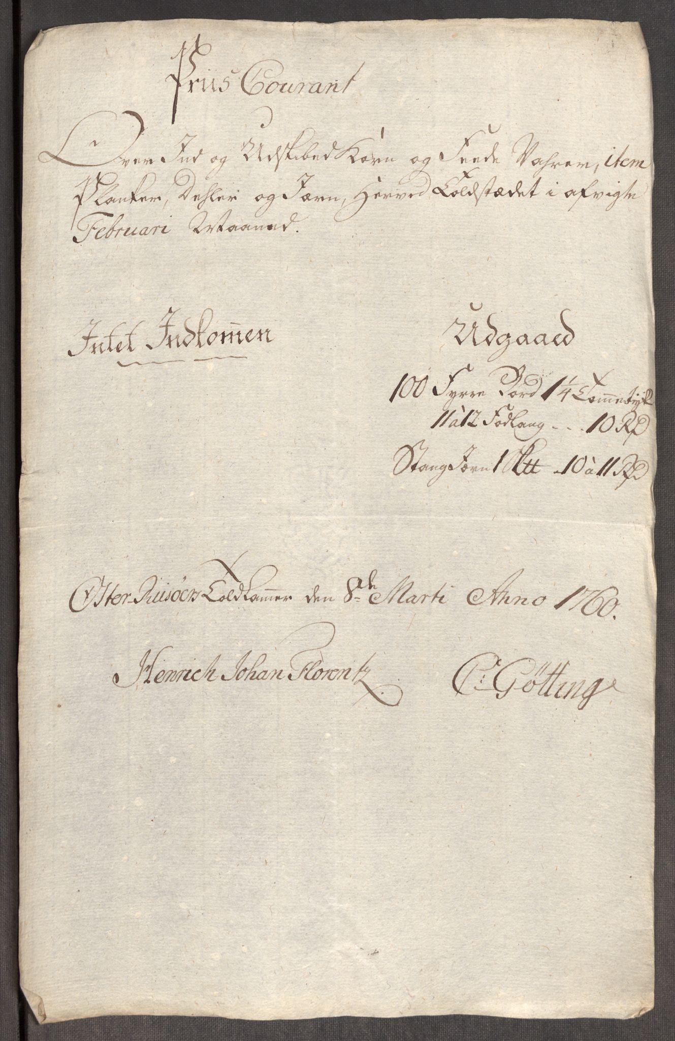 Rentekammeret inntil 1814, Realistisk ordnet avdeling, RA/EA-4070/Oe/L0006: [Ø1]: Priskuranter, 1758-1760, s. 838