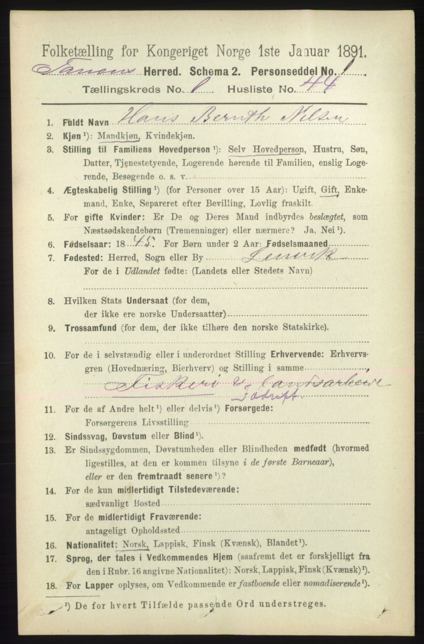 RA, Folketelling 1891 for 2025 Tana herred, 1891, s. 385