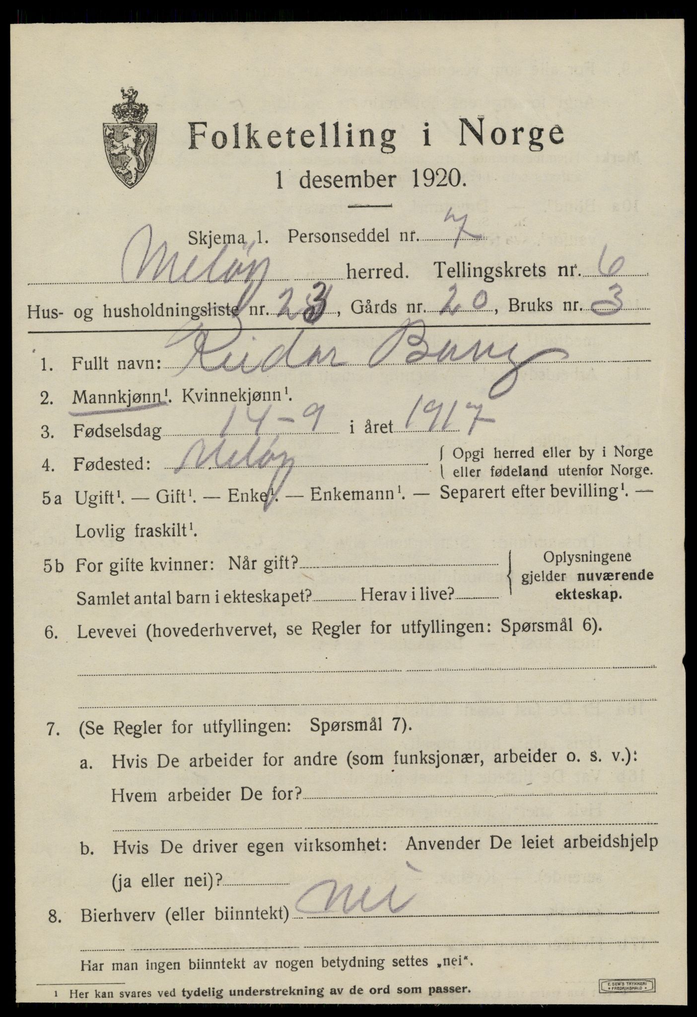 SAT, Folketelling 1920 for 1837 Meløy herred, 1920, s. 3709