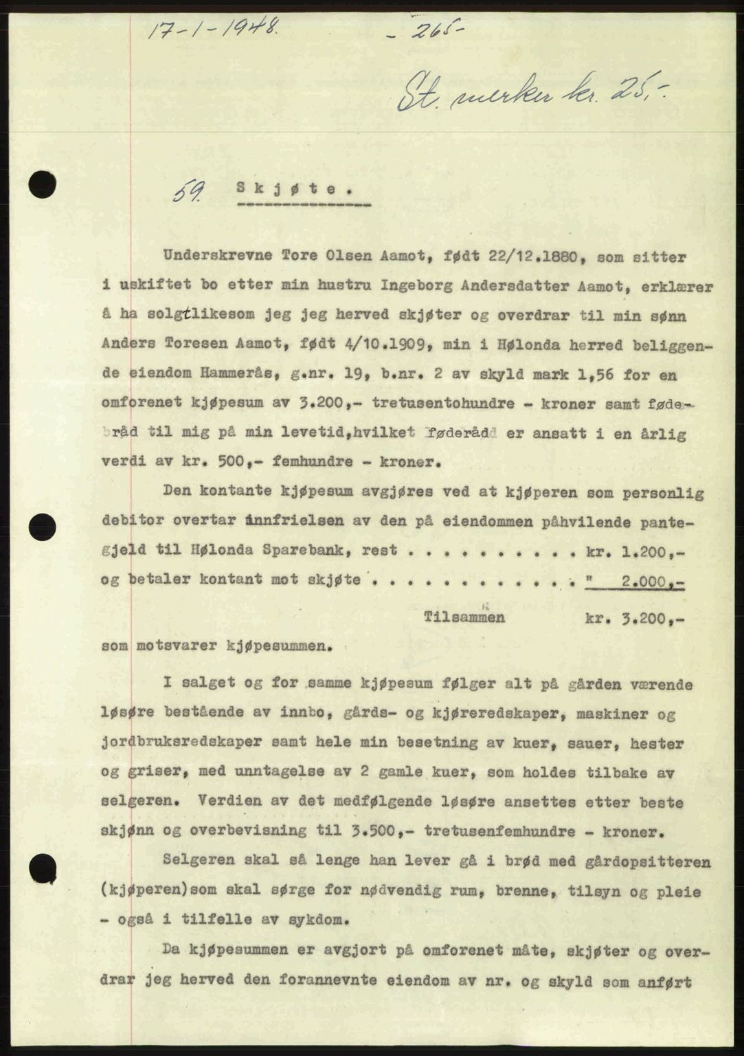 Gauldal sorenskriveri, SAT/A-0014/1/2/2C: Pantebok nr. A5, 1947-1948, Dagboknr: 59/1948