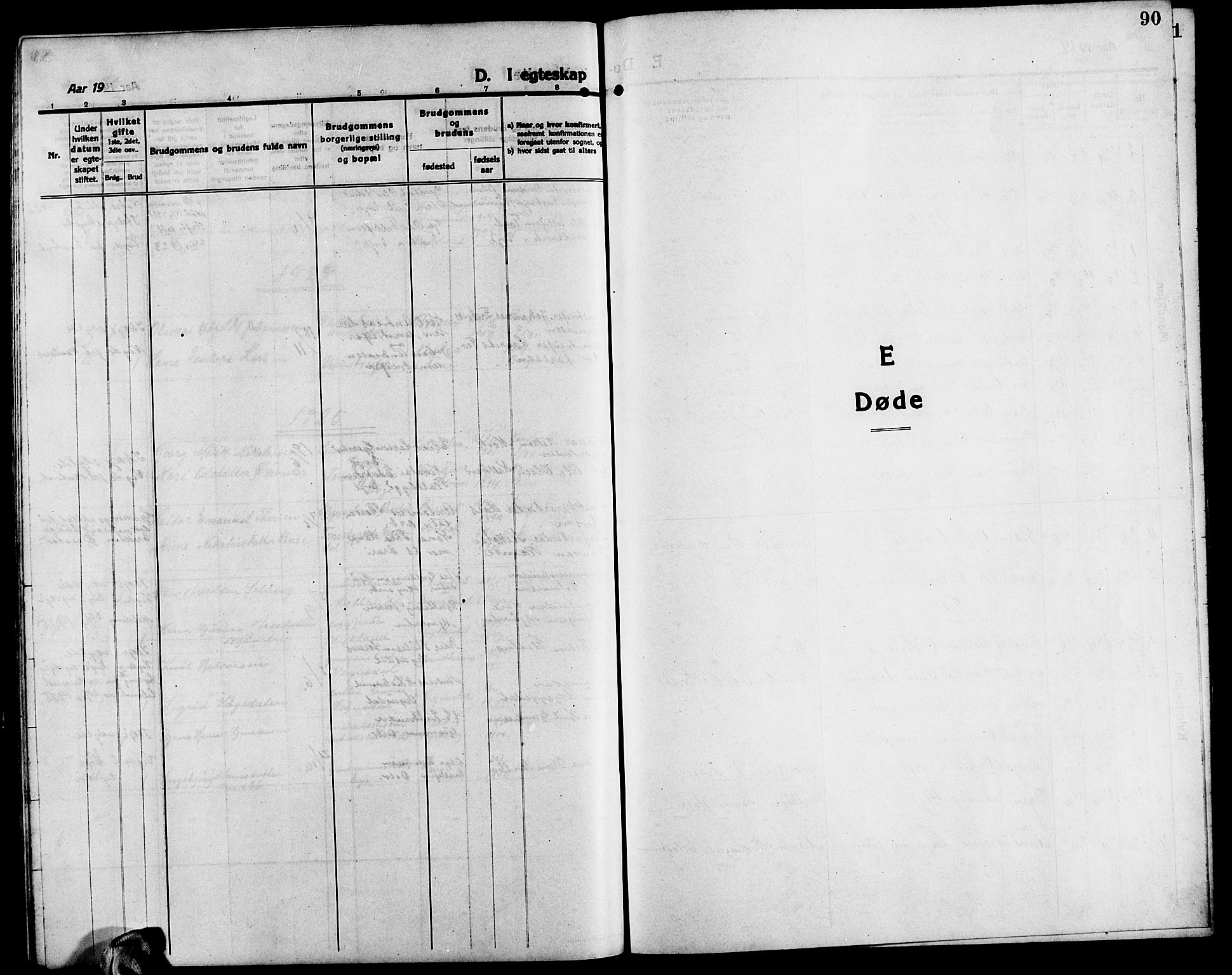 Evje sokneprestkontor, SAK/1111-0008/F/Fb/Fba/L0005: Klokkerbok nr. B 5, 1914-1926, s. 90