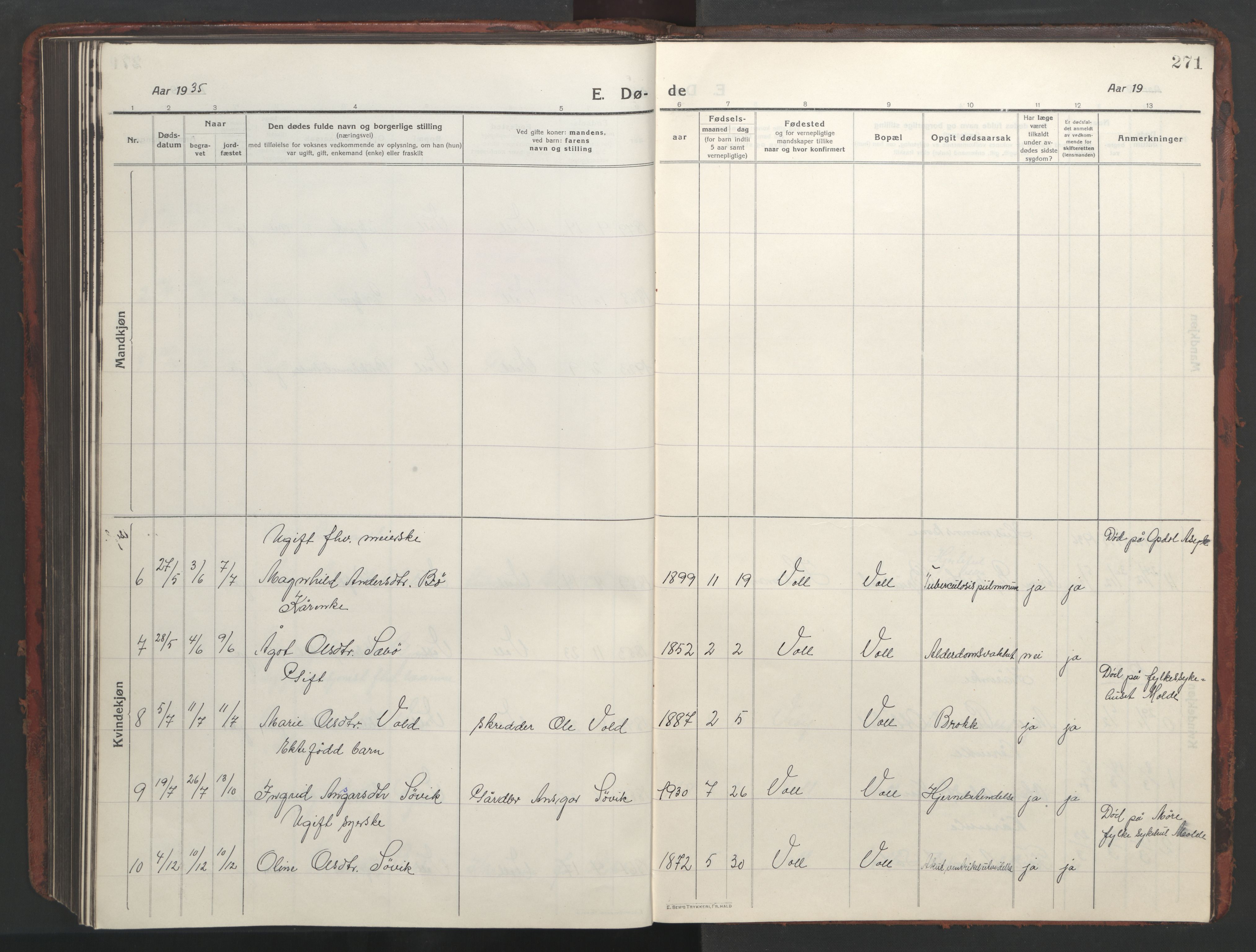 Ministerialprotokoller, klokkerbøker og fødselsregistre - Møre og Romsdal, AV/SAT-A-1454/543/L0565: Klokkerbok nr. 543C03, 1916-1955, s. 271