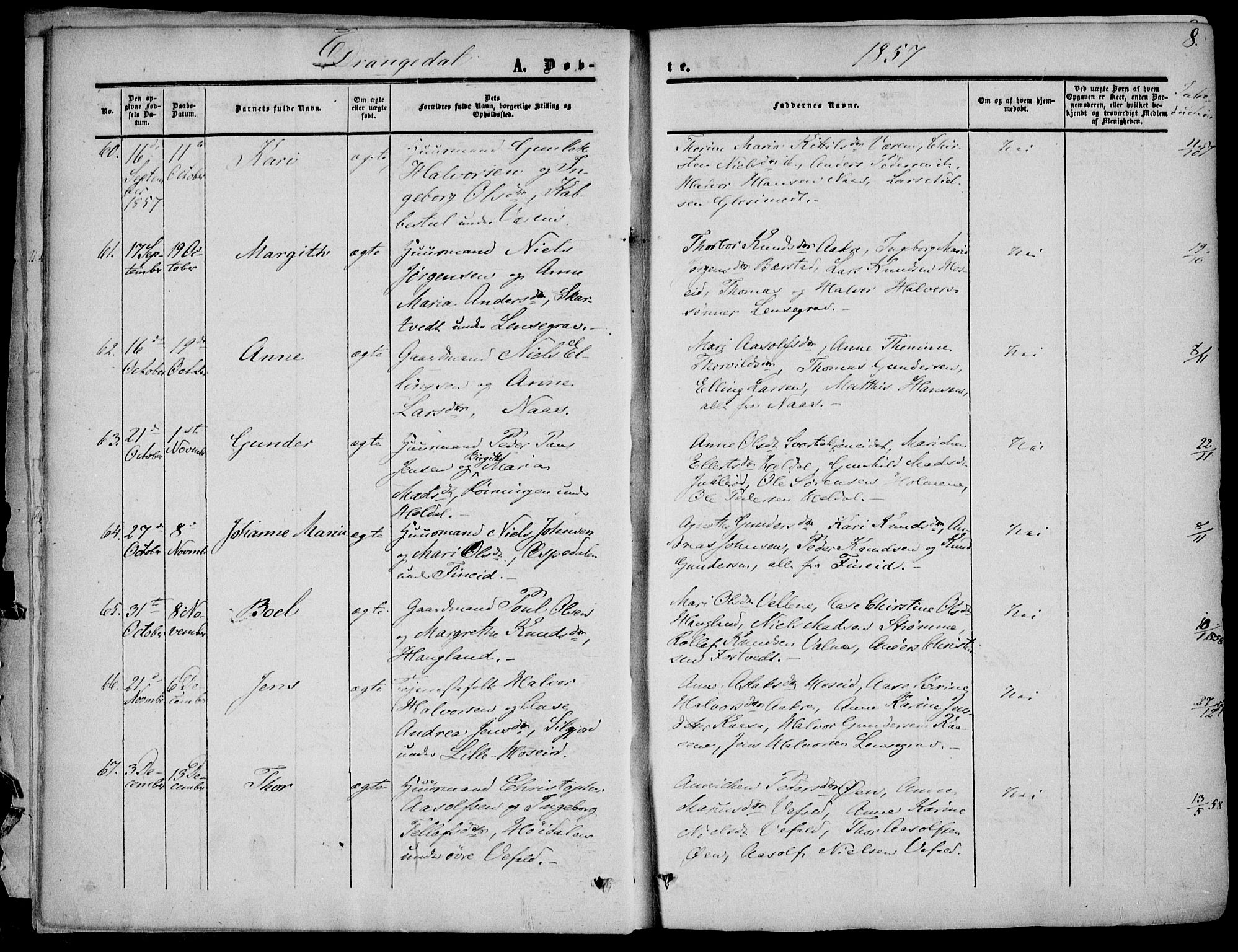 Drangedal kirkebøker, AV/SAKO-A-258/F/Fa/L0008: Ministerialbok nr. 8, 1857-1871, s. 8