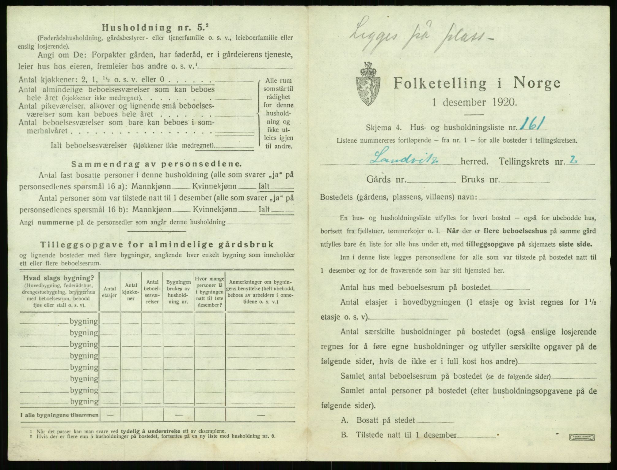 SAK, Folketelling 1920 for 0924 Landvik herred, 1920, s. 520