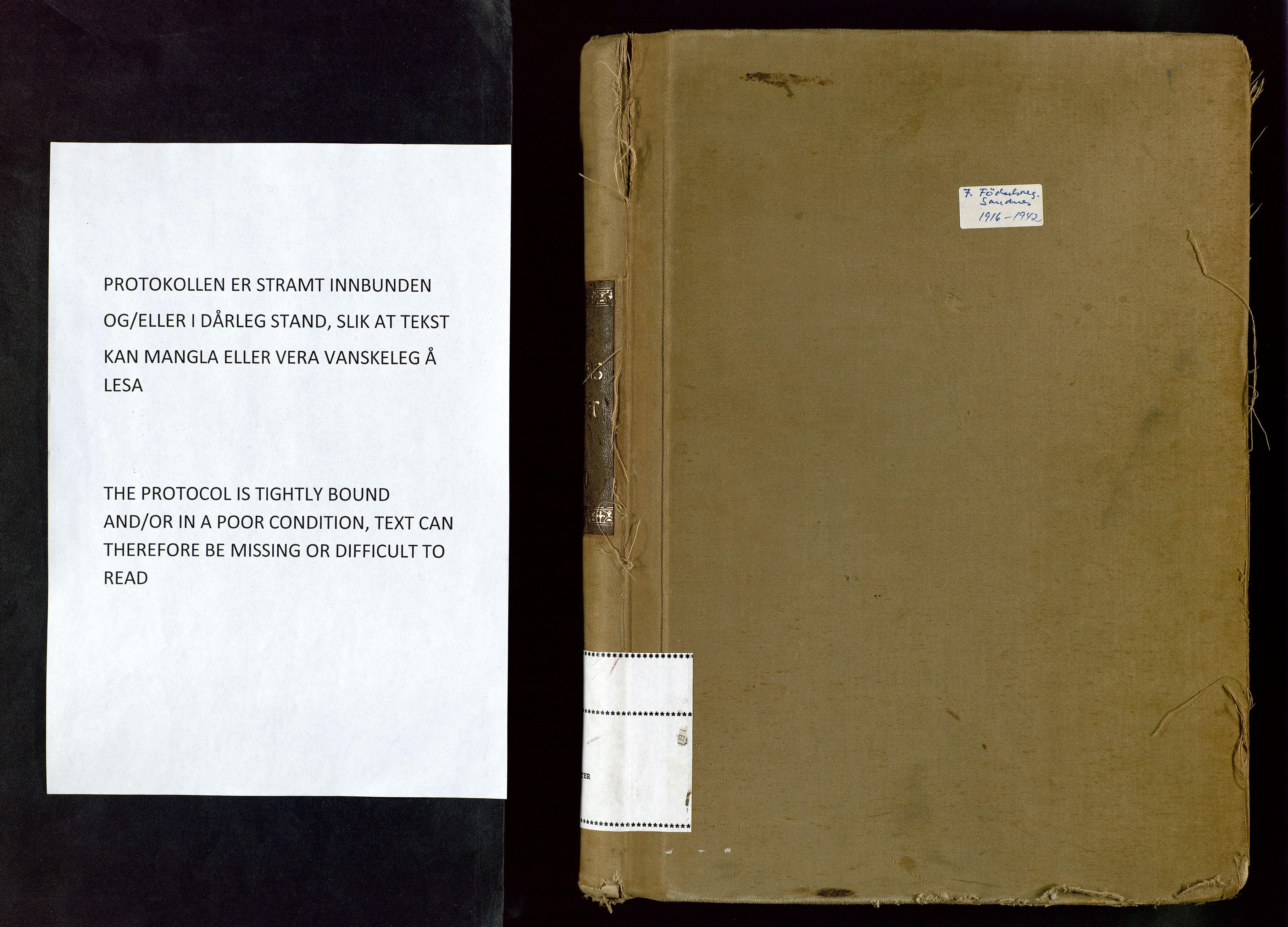 Sandnes sokneprestkontor, SAST/A-101800/704BA/L0001: Fødselsregister nr. 1, 1916-1942