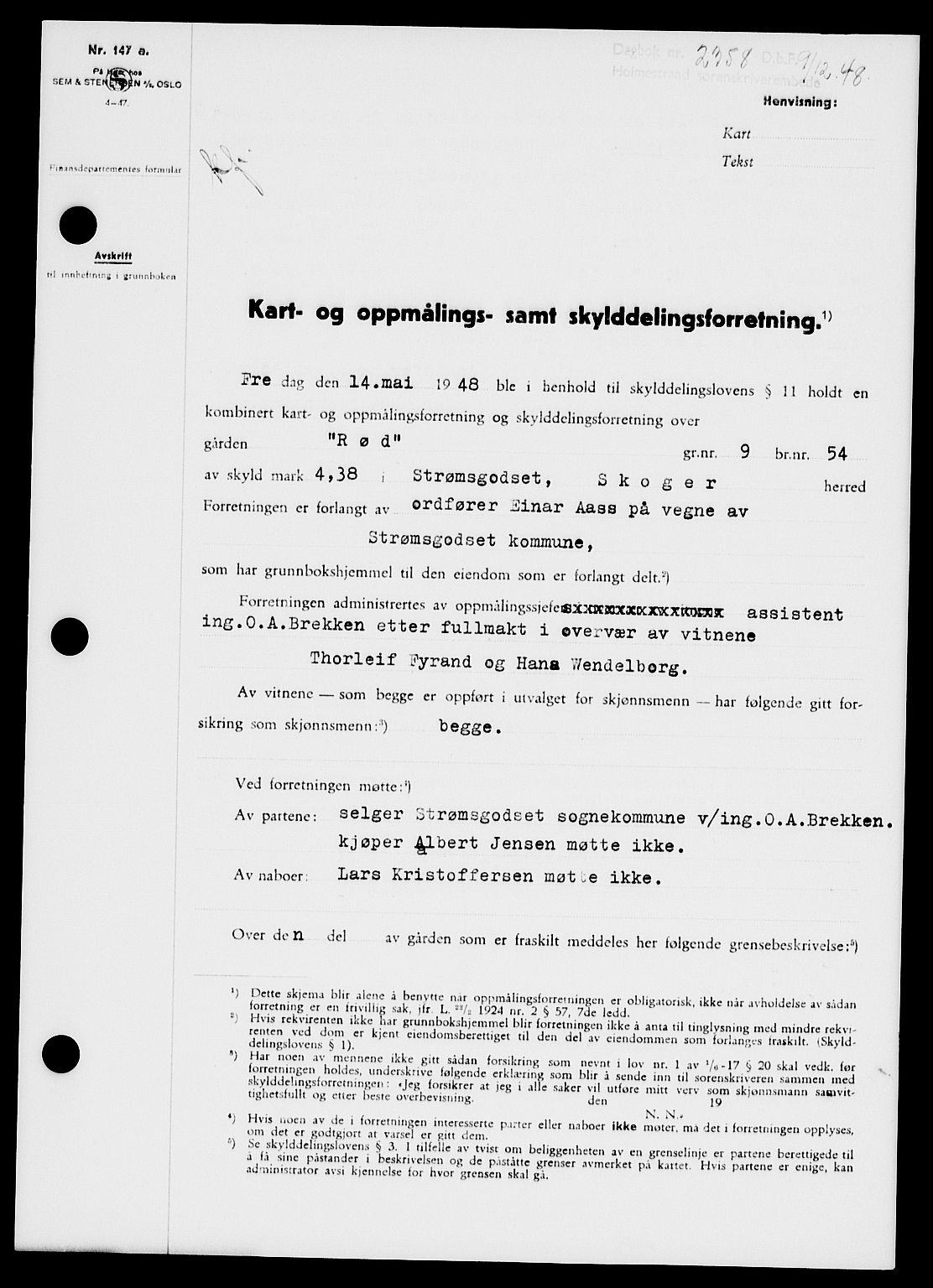 Holmestrand sorenskriveri, SAKO/A-67/G/Ga/Gaa/L0065: Pantebok nr. A-65, 1948-1949, Dagboknr: 2358/1948