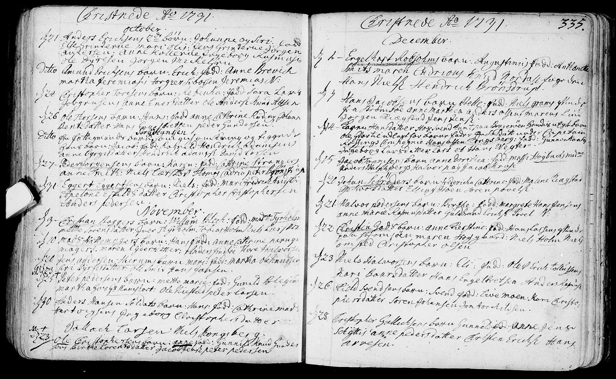 Bragernes kirkebøker, SAKO/A-6/F/Fa/L0003: Ministerialbok nr. I 3, 1706-1734, s. 335