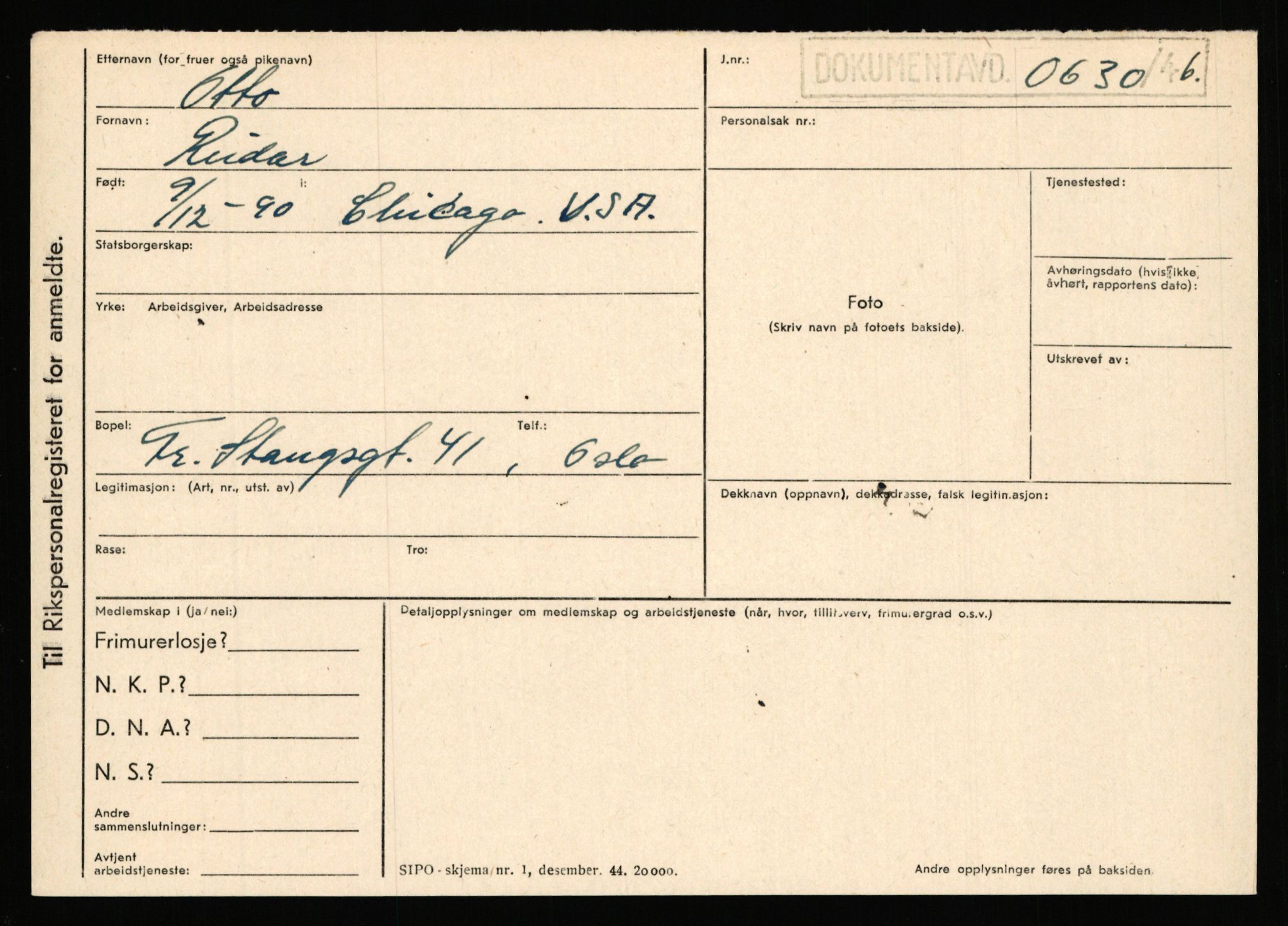 Statspolitiet - Hovedkontoret / Osloavdelingen, AV/RA-S-1329/C/Ca/L0012: Oanæs - Quistgaard	, 1943-1945, s. 2795