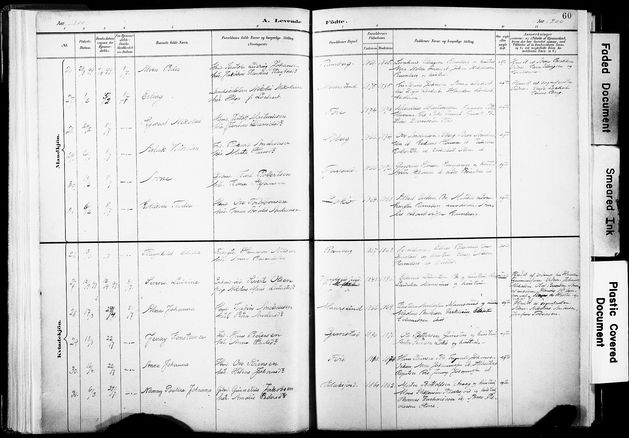 Ministerialprotokoller, klokkerbøker og fødselsregistre - Nordland, SAT/A-1459/891/L1304: Ministerialbok nr. 891A09, 1895-1921, s. 60