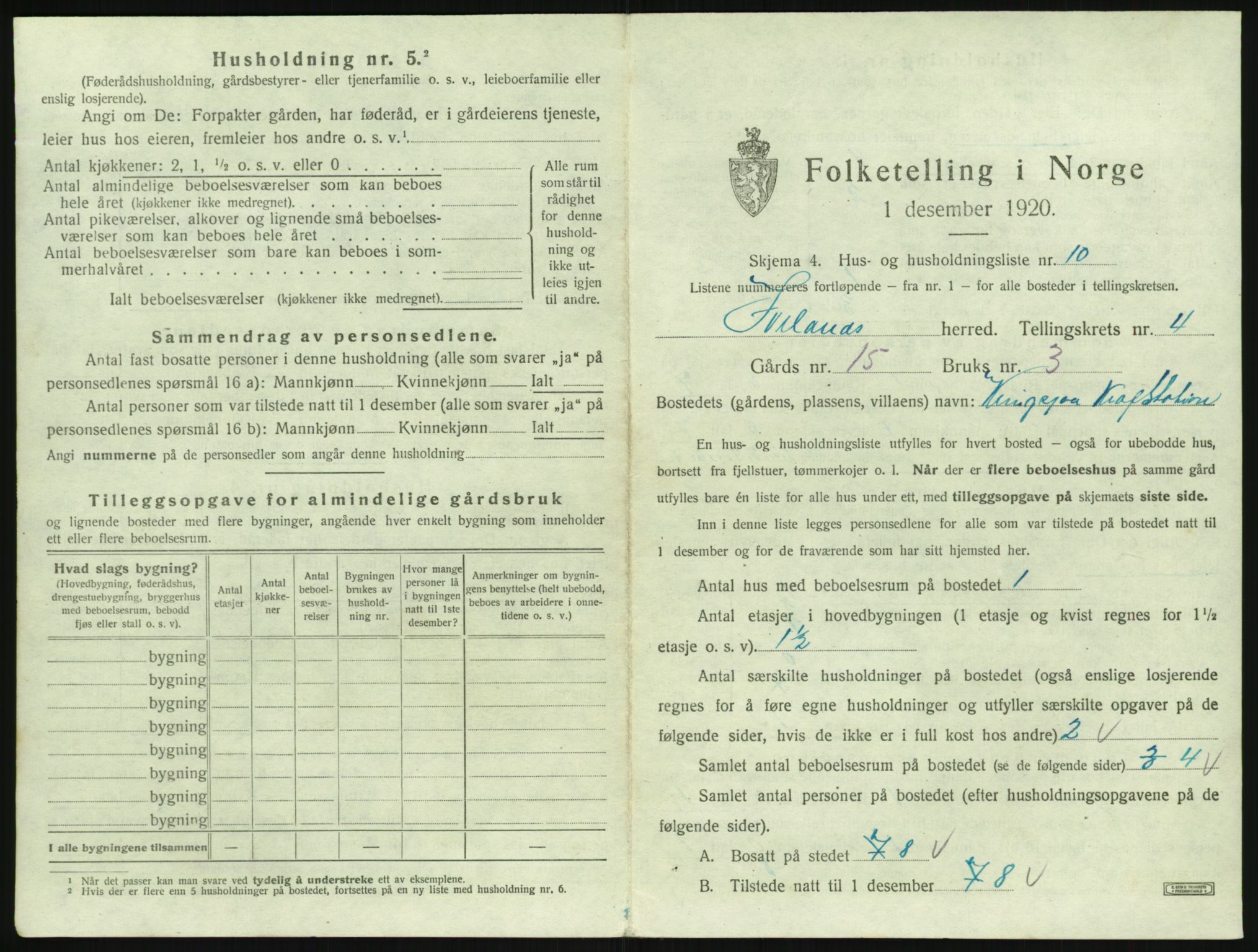 SAK, Folketelling 1920 for 0935 Iveland herred, 1920, s. 211