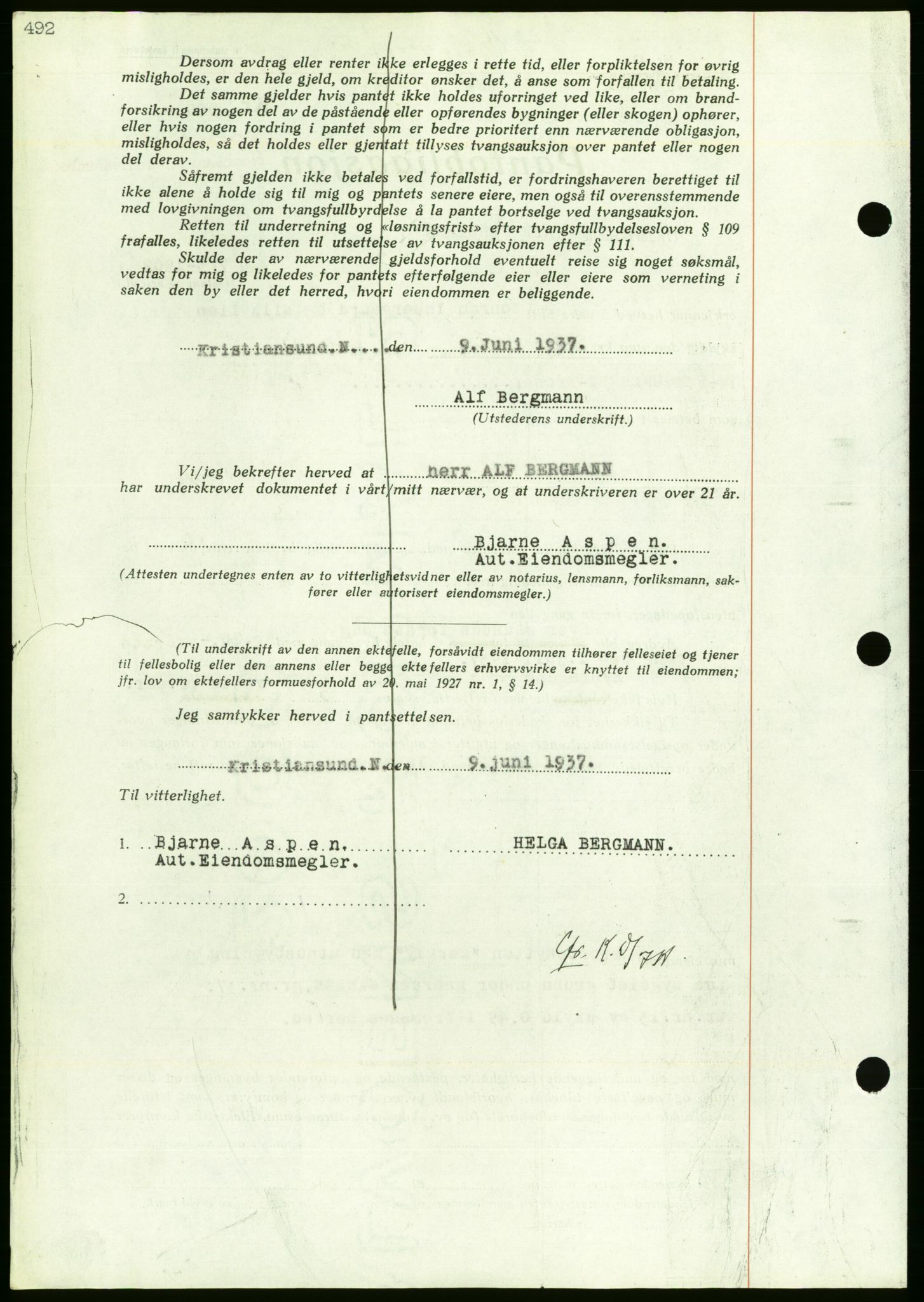 Nordmøre sorenskriveri, AV/SAT-A-4132/1/2/2Ca/L0091: Pantebok nr. B81, 1937-1937, Dagboknr: 1549/1937