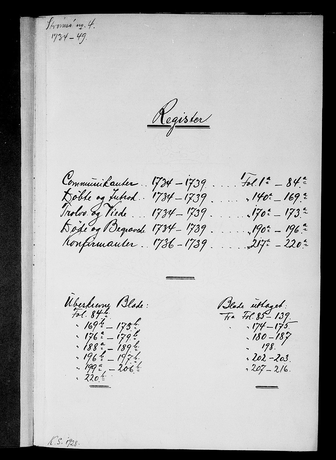 Strømsø kirkebøker, SAKO/A-246/F/Fa/L0005: Ministerialbok nr. I 5, 1734-1739