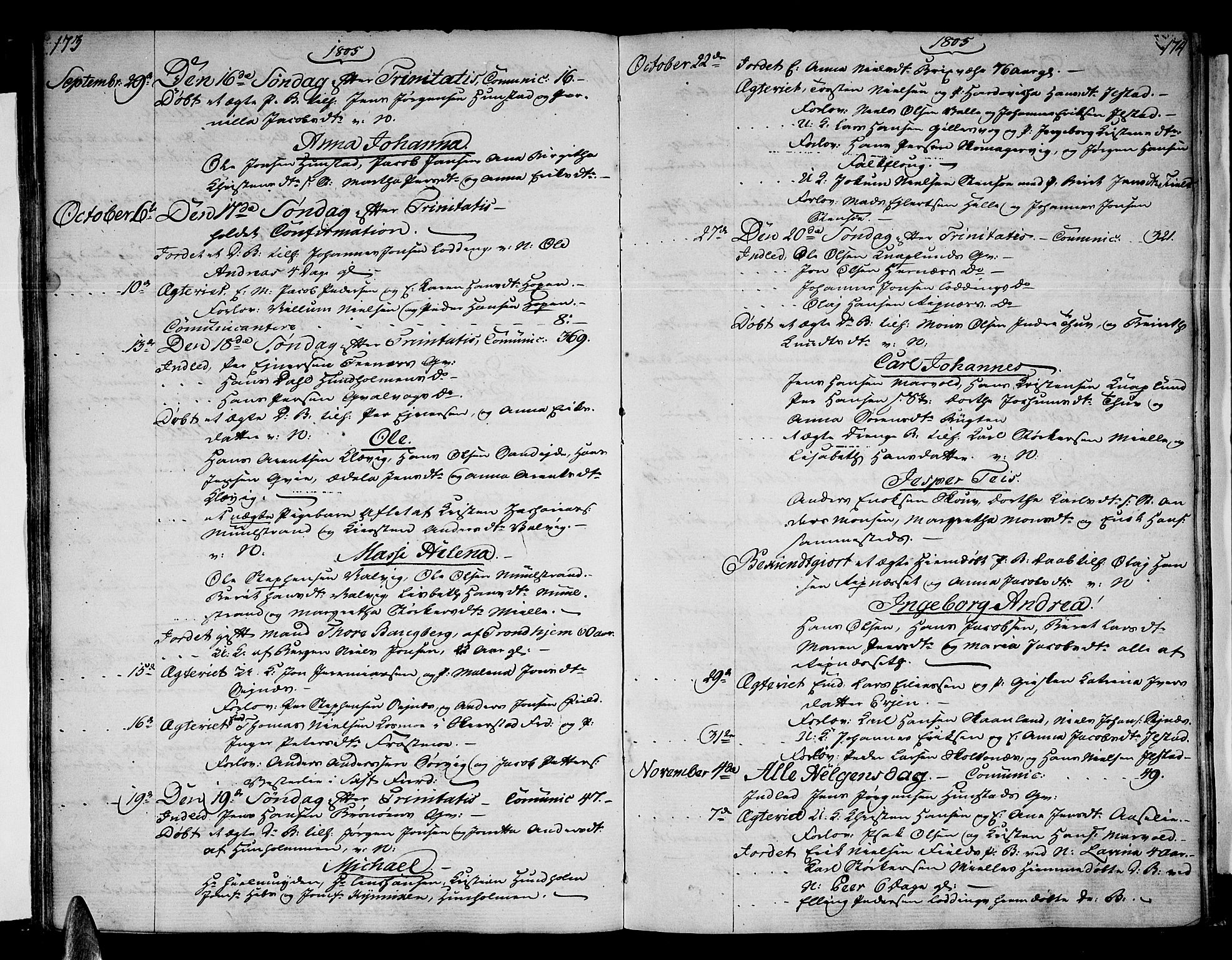 Ministerialprotokoller, klokkerbøker og fødselsregistre - Nordland, AV/SAT-A-1459/801/L0004: Ministerialbok nr. 801A04, 1796-1817, s. 173-174