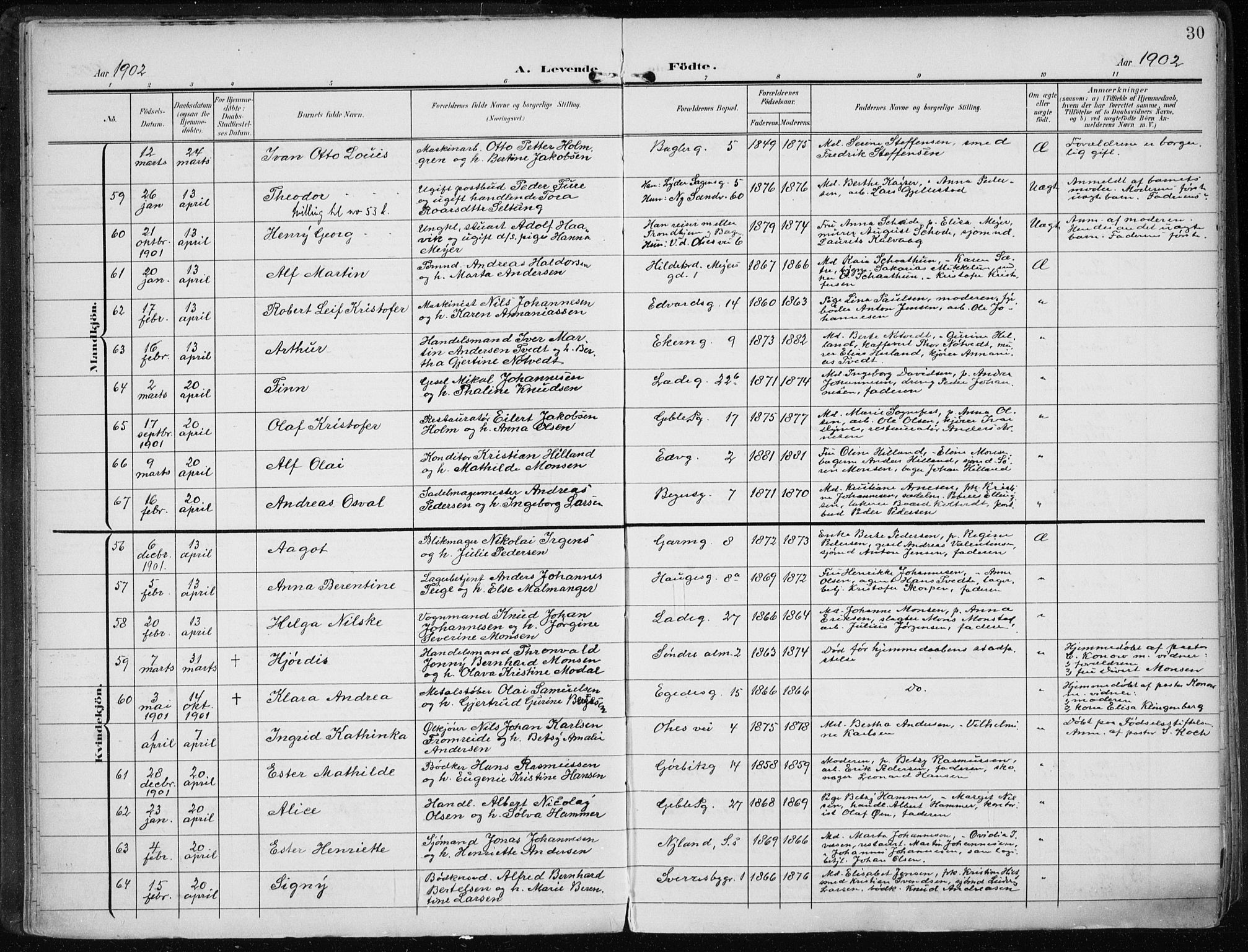 Sandviken Sokneprestembete, AV/SAB-A-77601/H/Ha/L0006: Ministerialbok nr. B 3, 1901-1912, s. 30