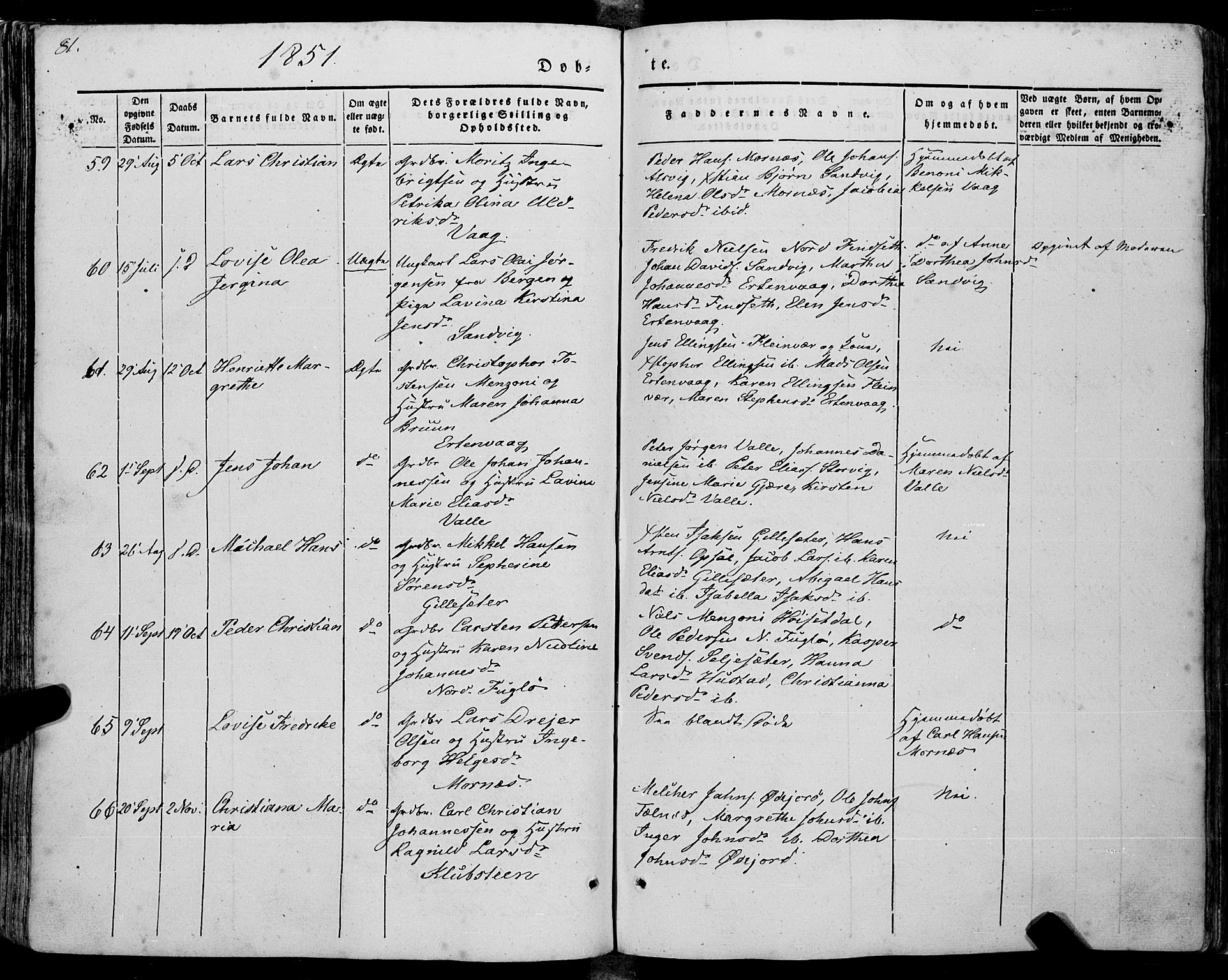 Ministerialprotokoller, klokkerbøker og fødselsregistre - Nordland, AV/SAT-A-1459/805/L0097: Ministerialbok nr. 805A04, 1837-1861, s. 81