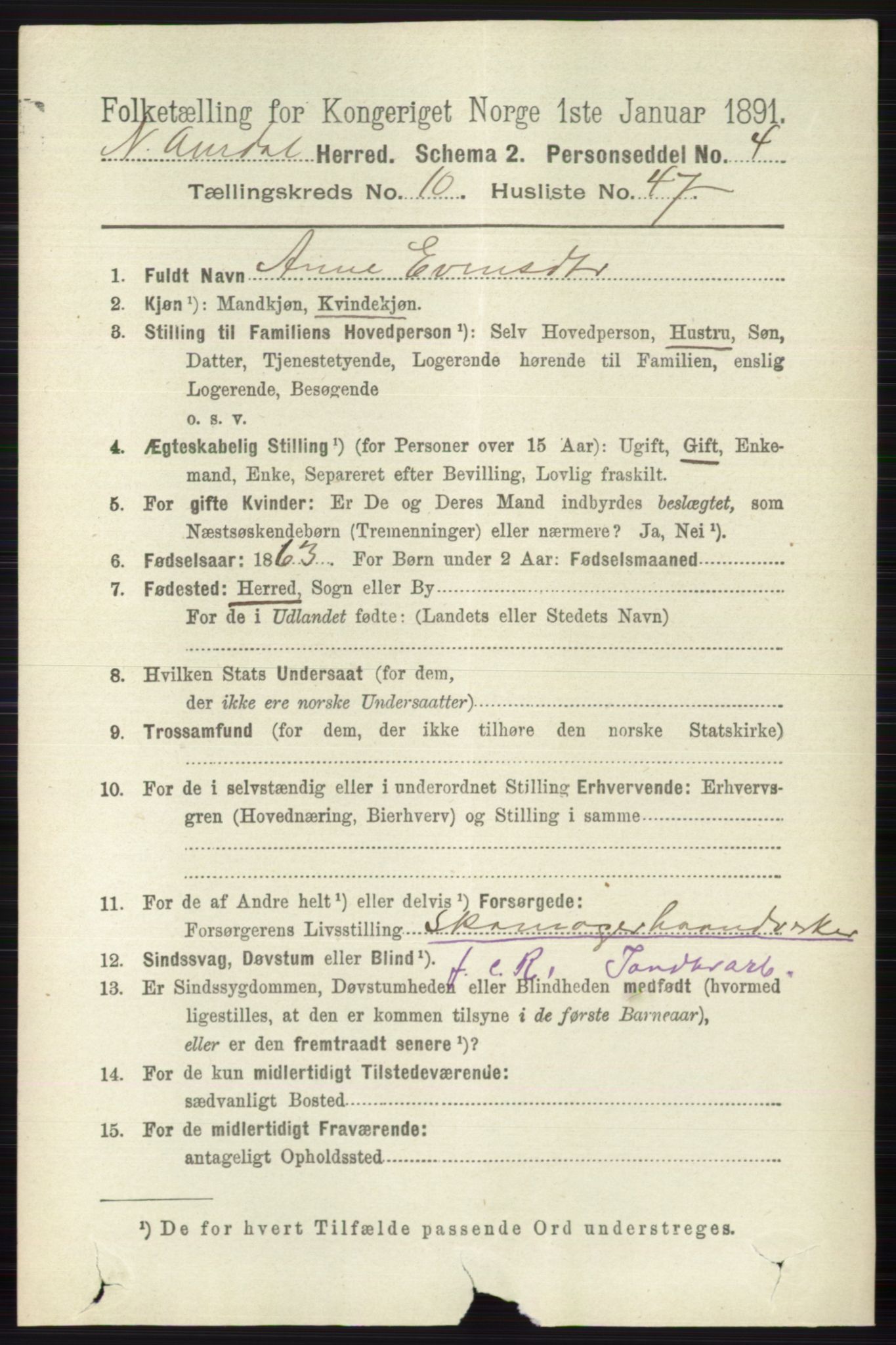 RA, Folketelling 1891 for 0542 Nord-Aurdal herred, 1891, s. 4055