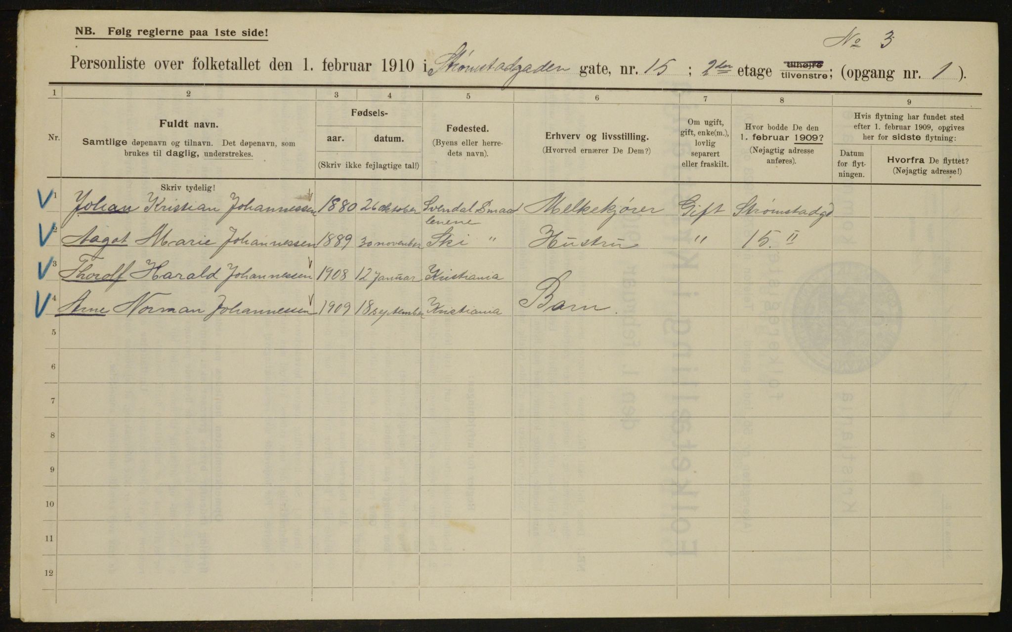 OBA, Kommunal folketelling 1.2.1910 for Kristiania, 1910, s. 98645